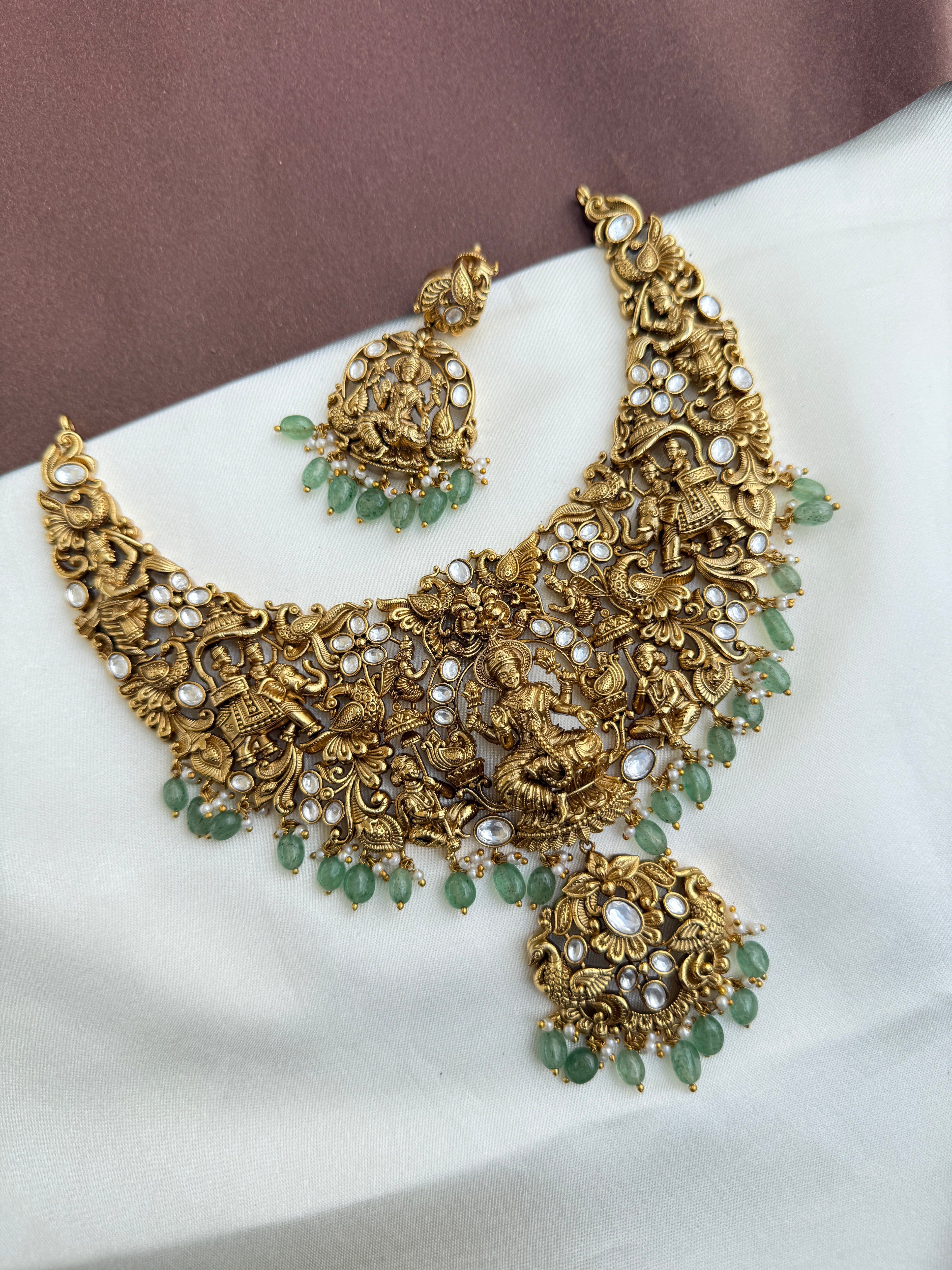 Ns362 nakshi moissanite beautiful heavy neckset