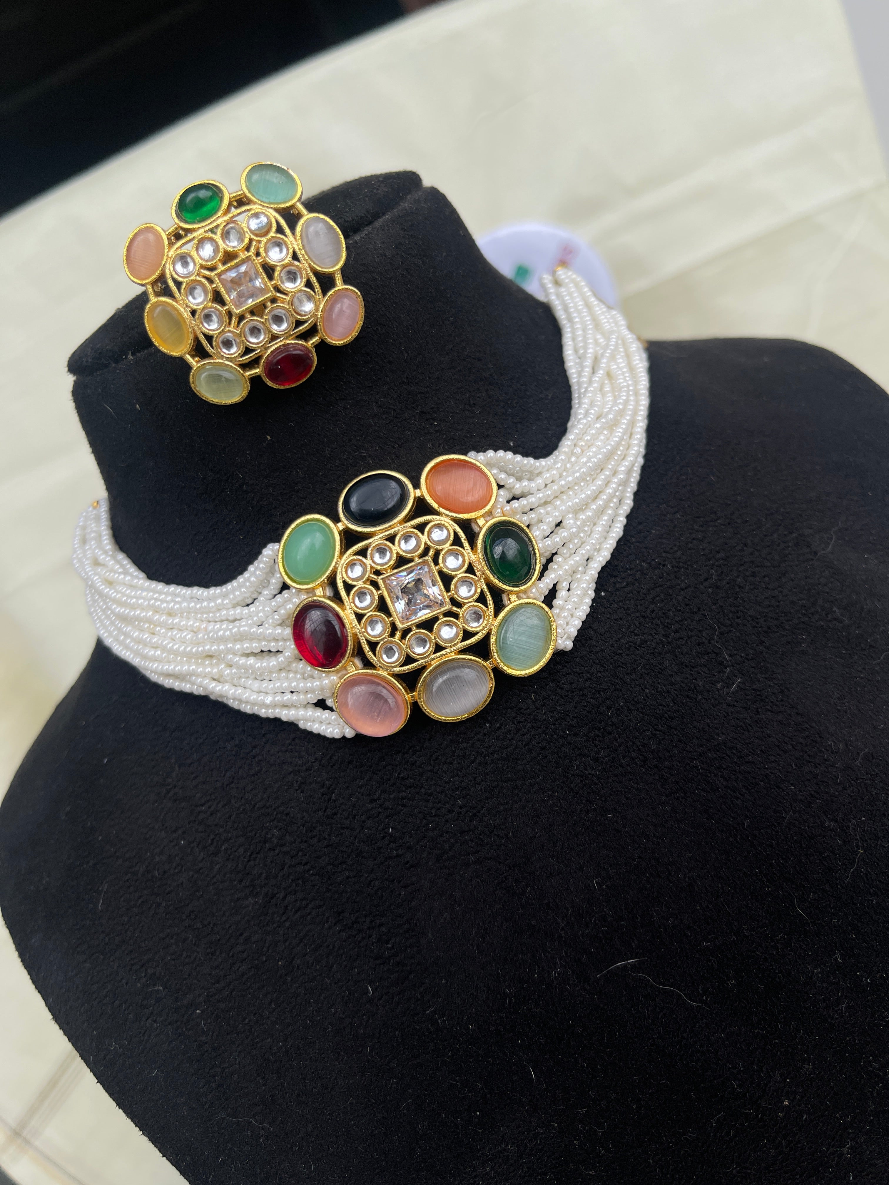 Navarathan choker with studs