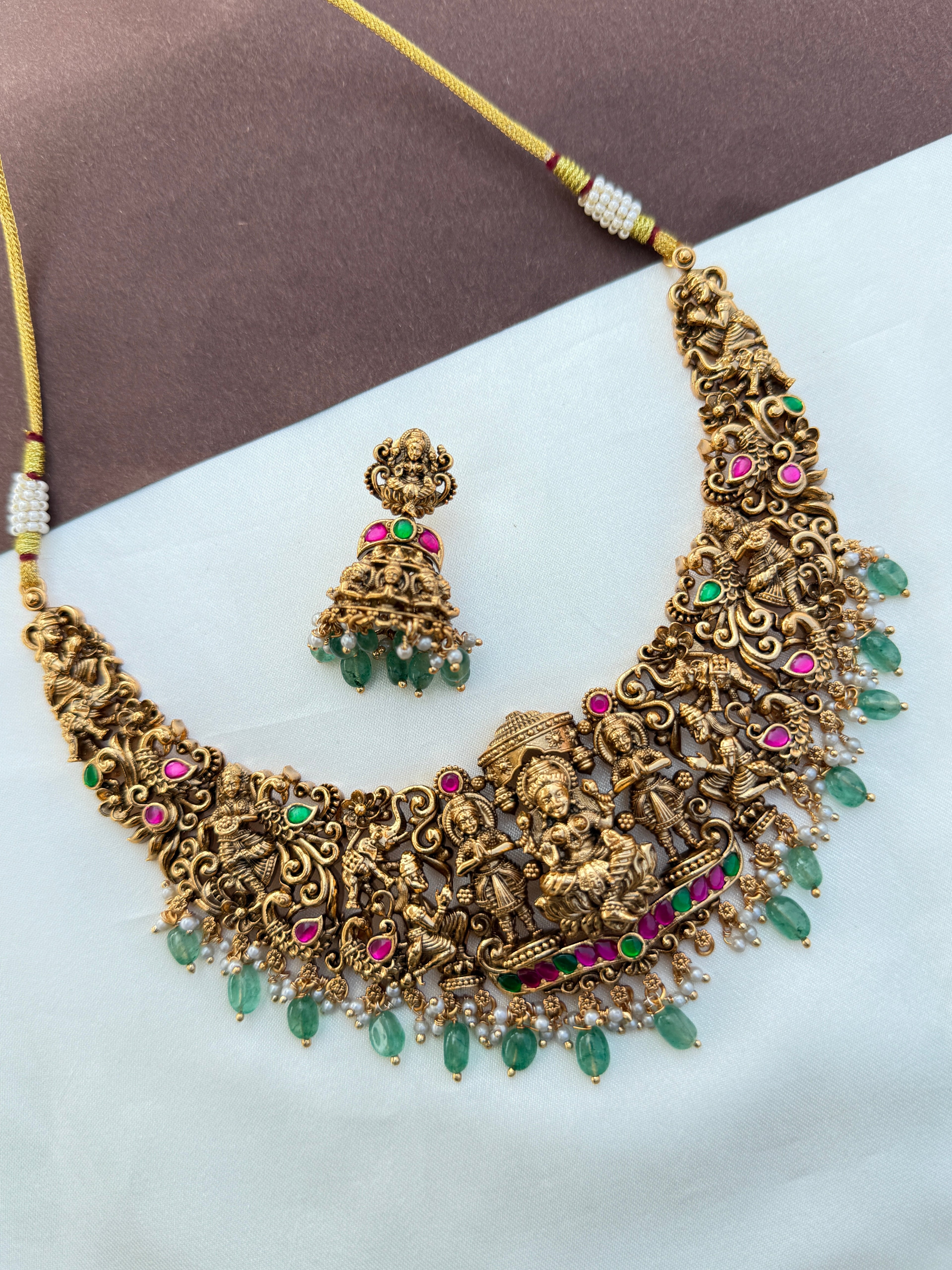 Ns596 nakshi Lakshmi Devi jadau Kundan neckset