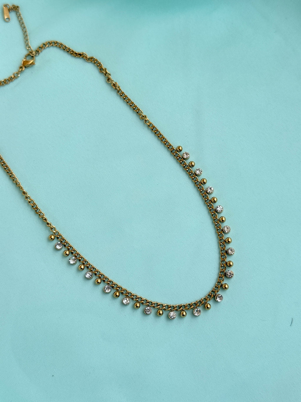 DC096 anti tarnish gold bolls and stones 18inches adjustable daliy wear chains