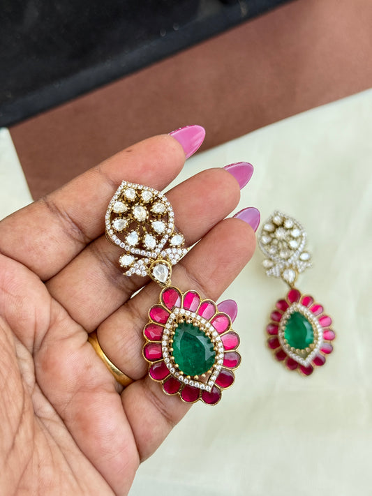 Er51 moissanite jadau Kundan earrings