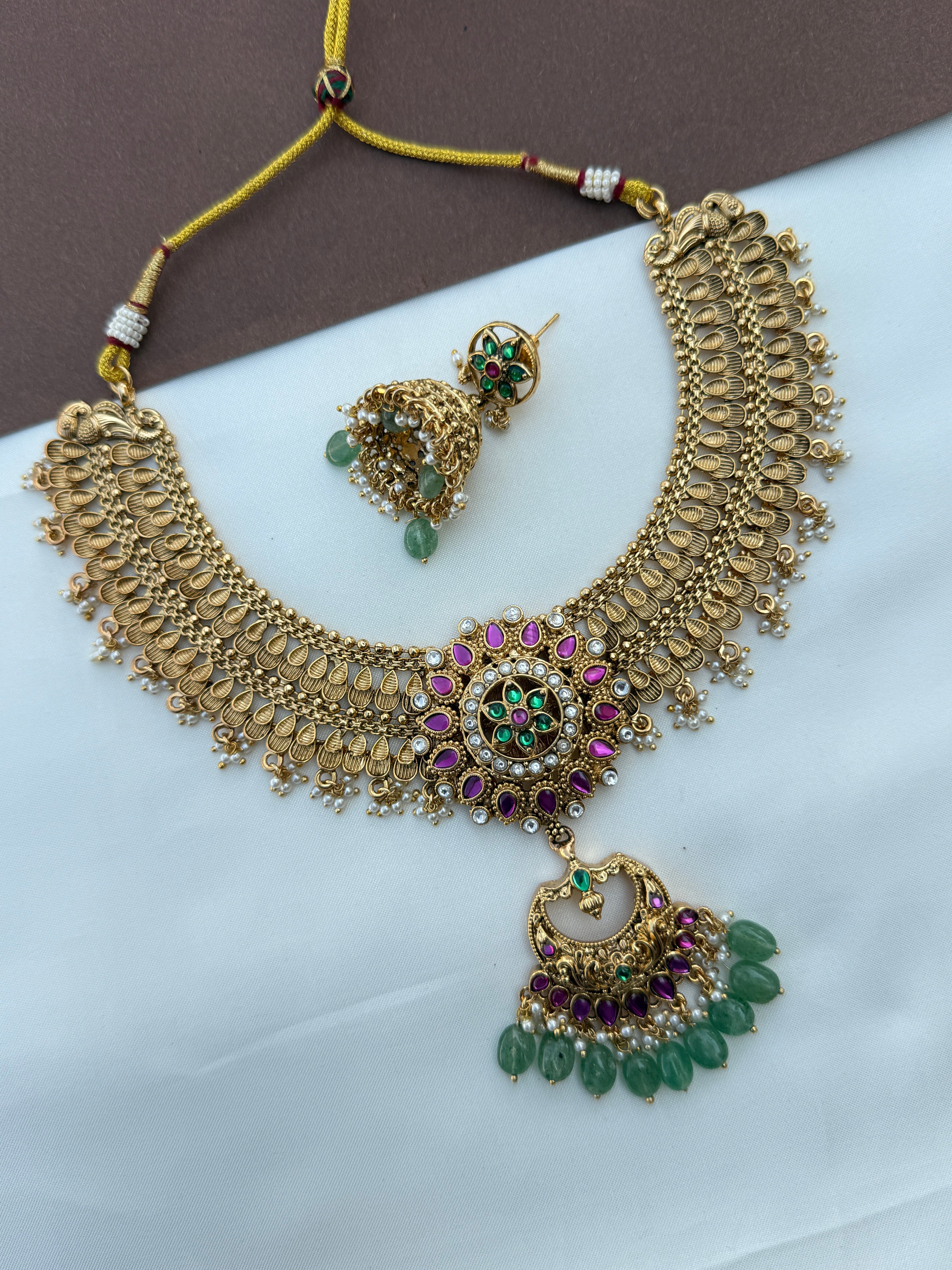 Ns647 nakshi jadau kundan  neckset without idol