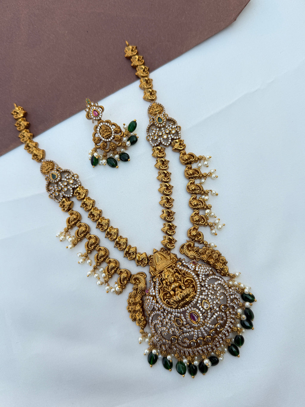 Ns585 2 layers Lakshmi devi cz neckset