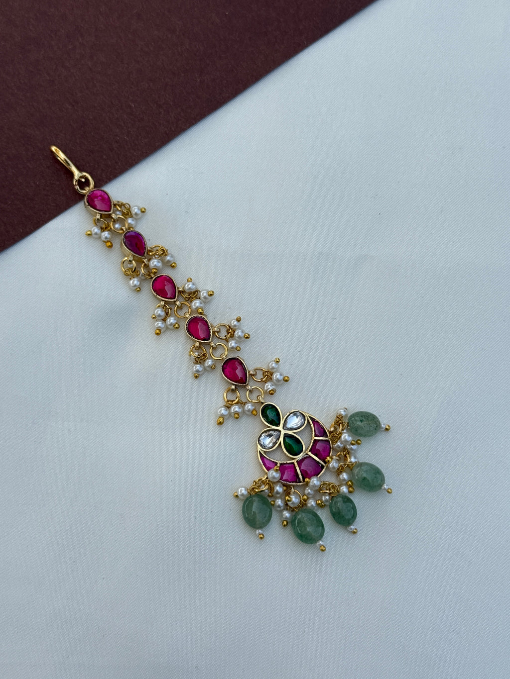 Tk700 jadau kundan half moon tikka