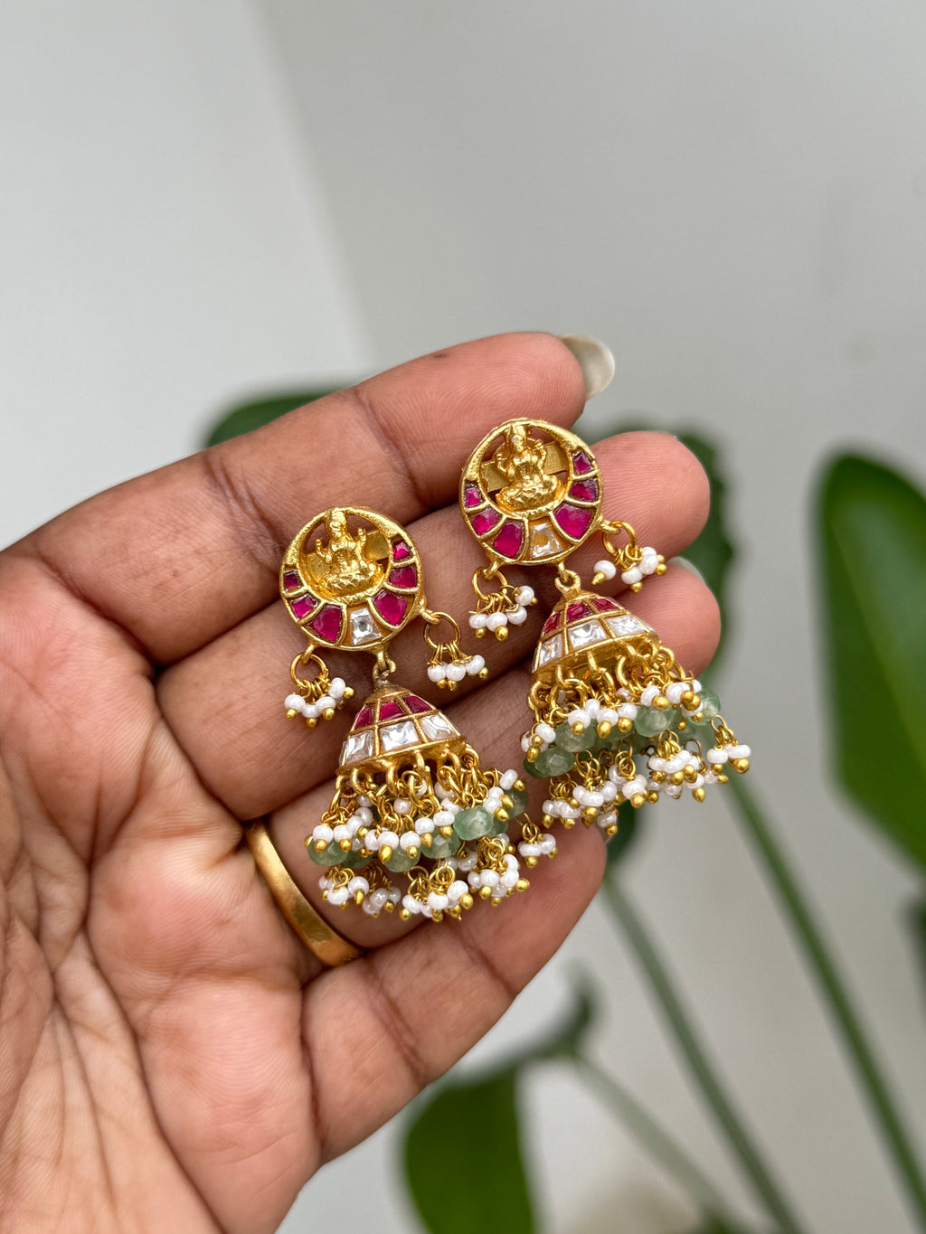 Er126 Lakshmi Devi back screw butta Earrings
