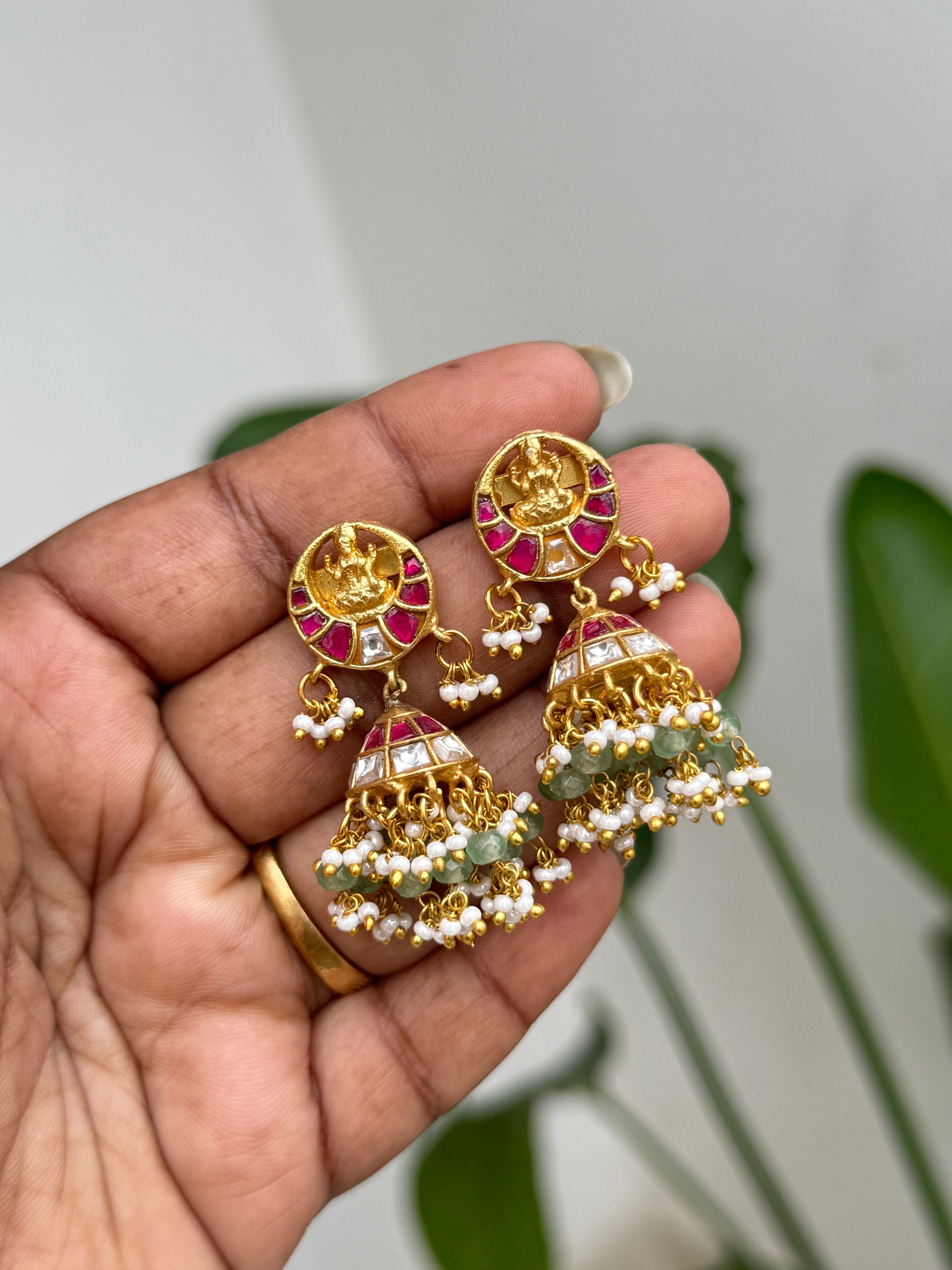 Er126 Lakshmi Devi back screw butta Earrings