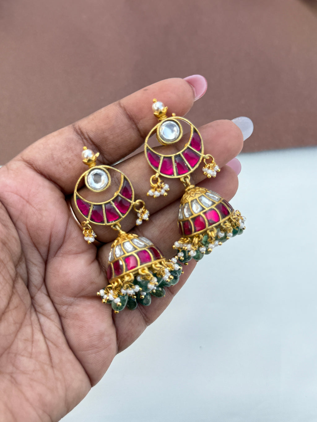 Er155 jadau kundan butta earrings