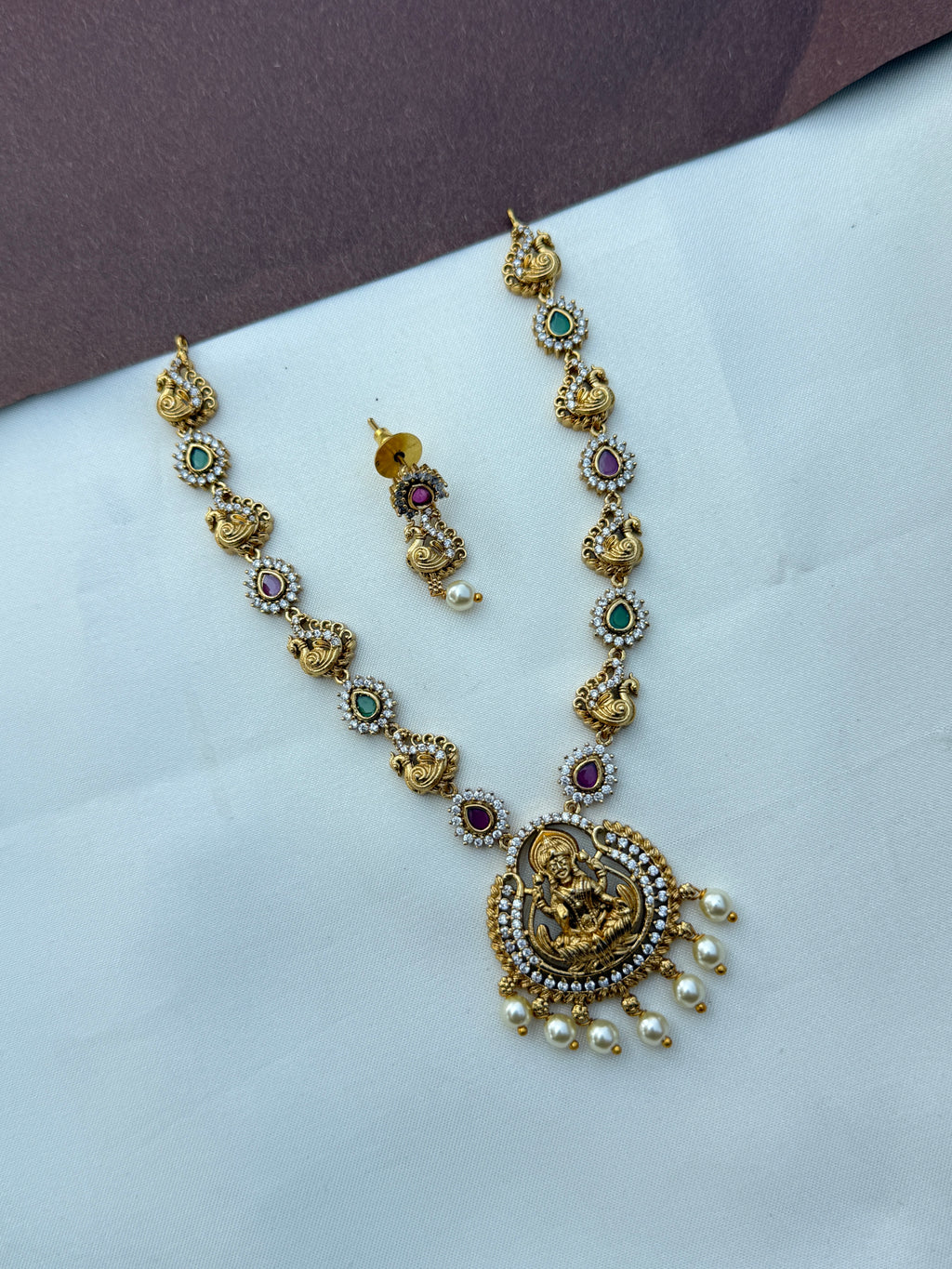 Ns608 Lakshmi devi peacock multi neckset