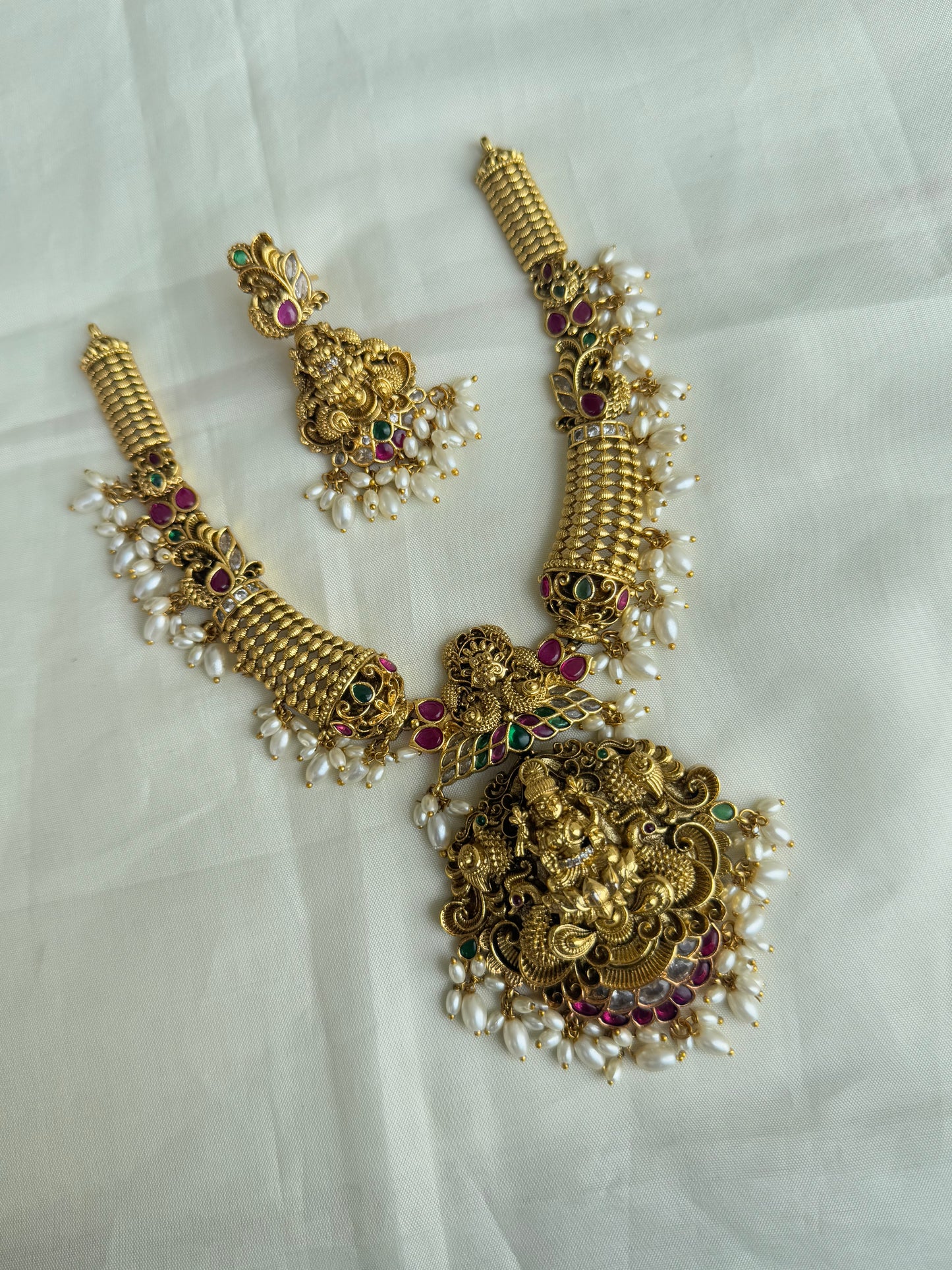 Ns0051 rice pearl nakshi Lakshmi Devi Neckset