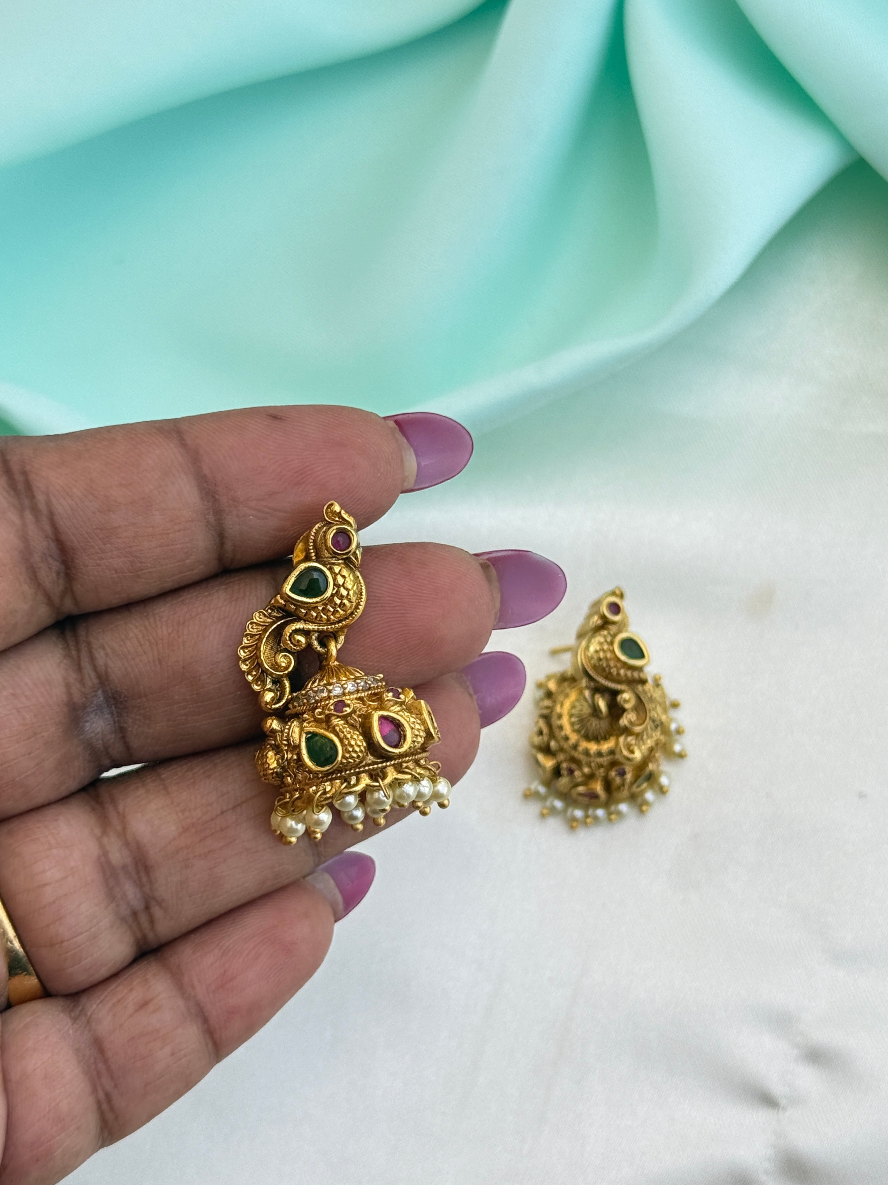 Er243 kemp peacock small butta earrings suits for kids and adults