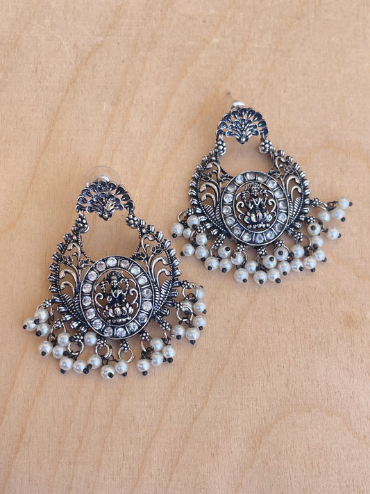 Lakshmidevi Oxidised chandbali earrings
