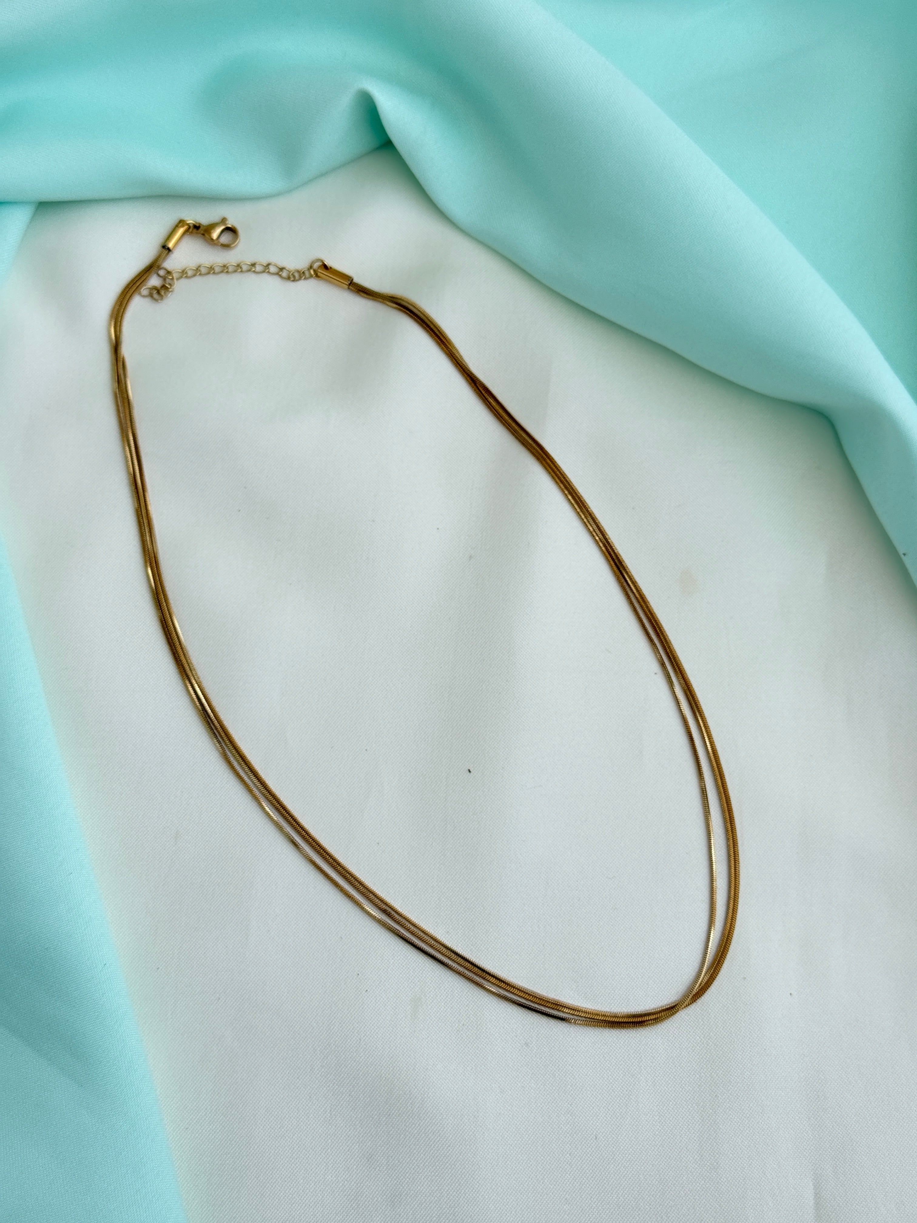 Dc062 anti tarnish plain 3 layer's 18inches adjustable daily wear chain