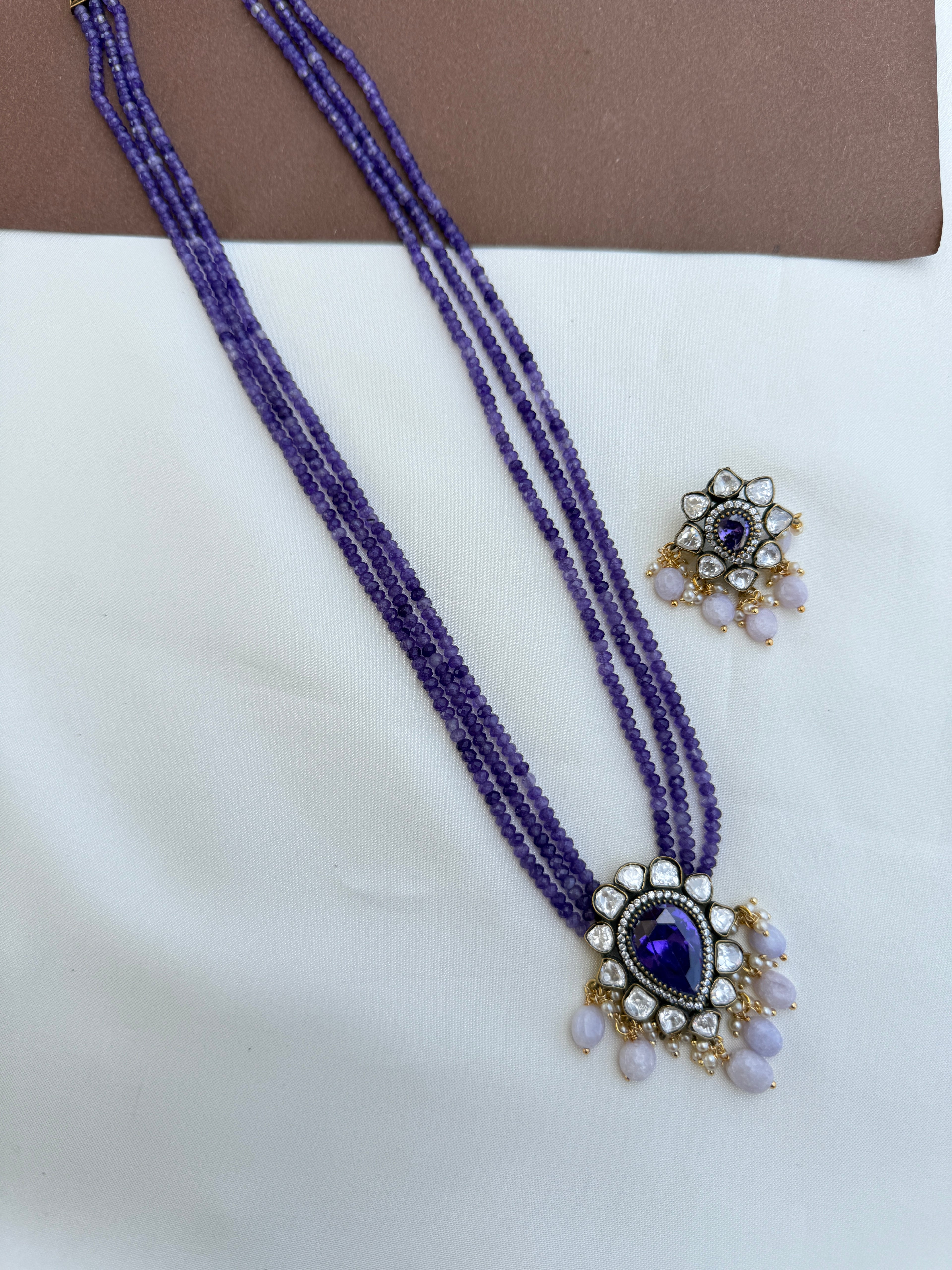Ns553 moissanite pendant purple Onex beads