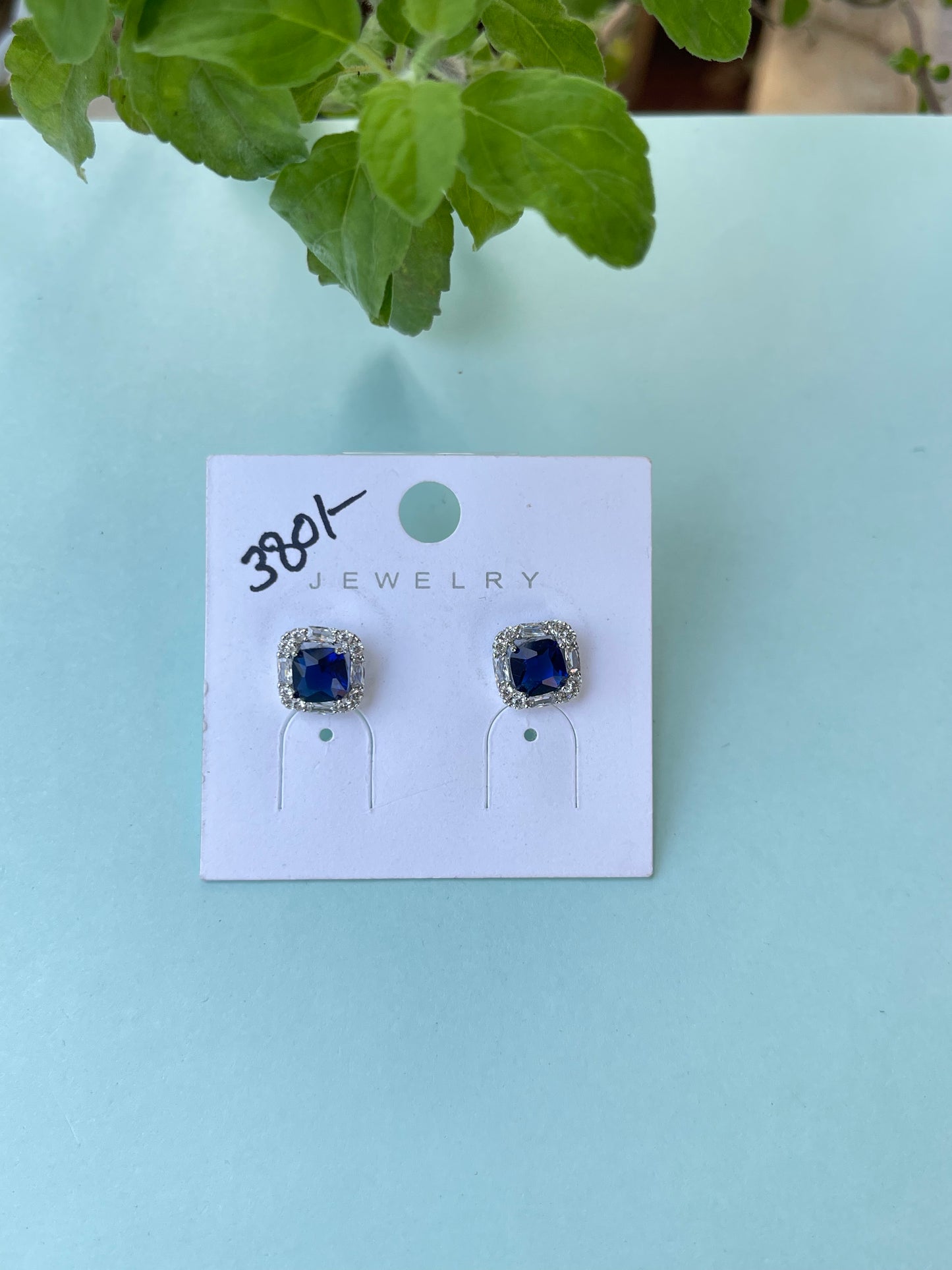 Silver square studs in 3 colors