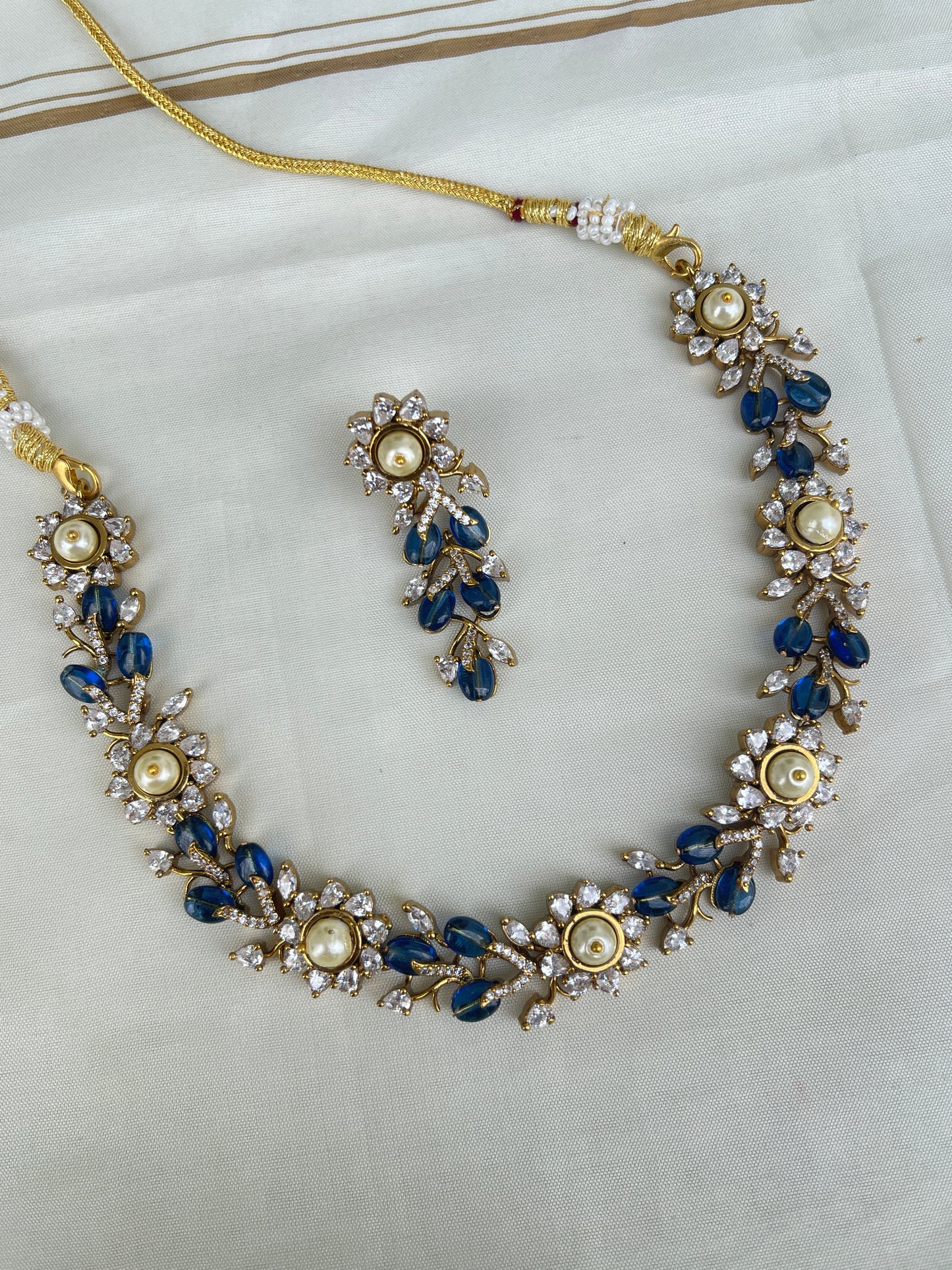 Cz choker with earrings ck1587