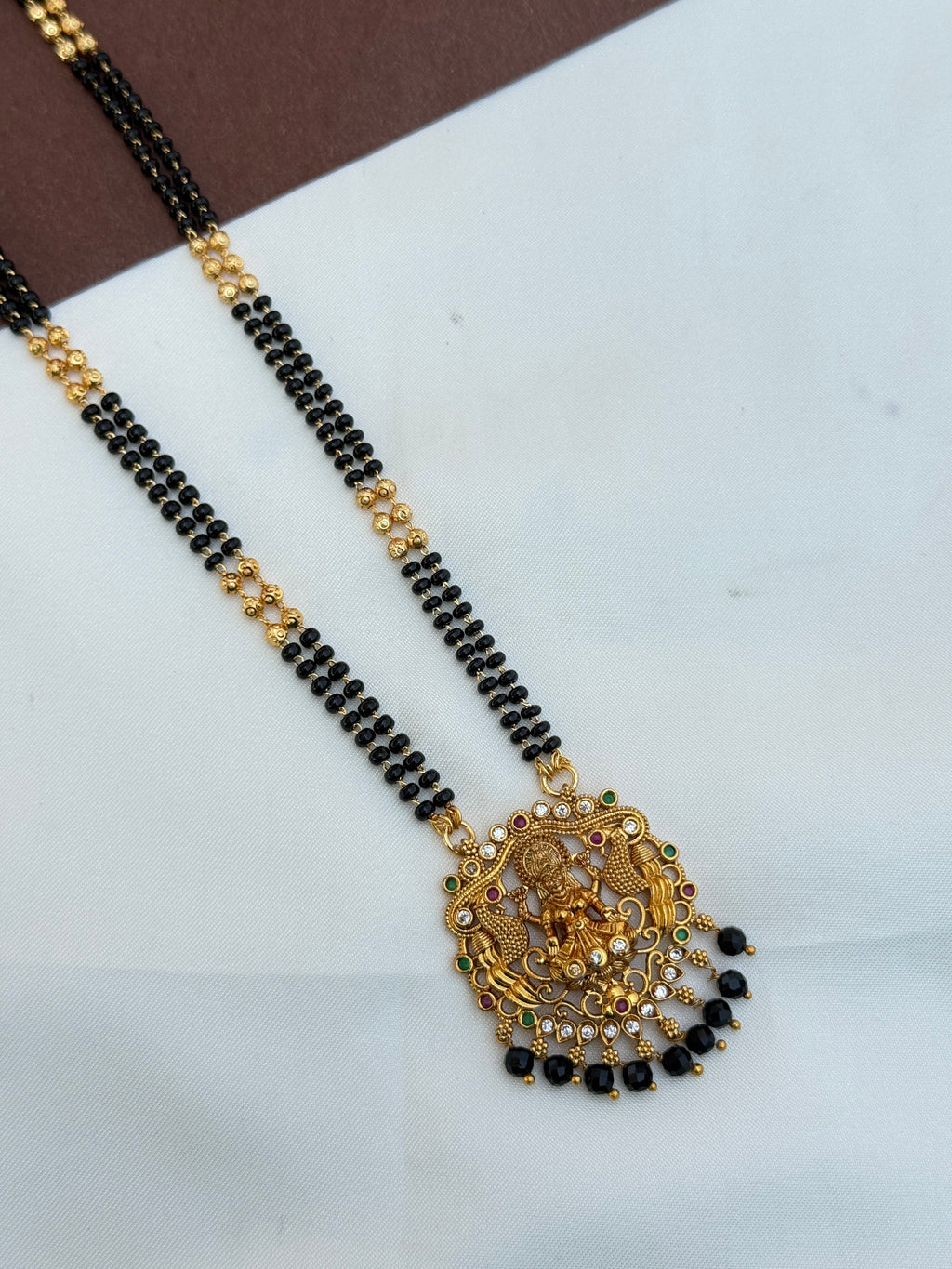 Bb108 24inches 2 lines lakshmidevi blackbeads