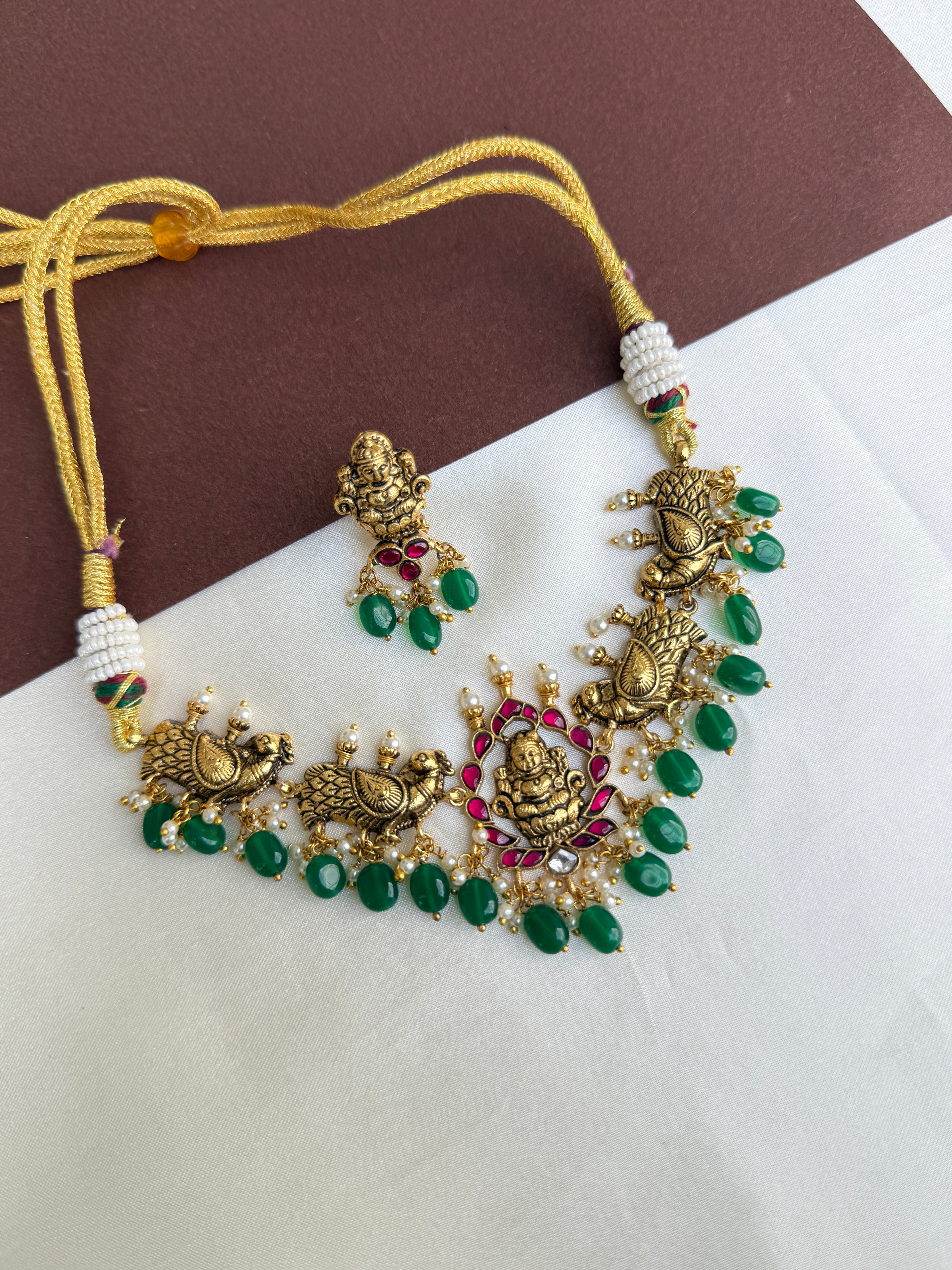 Ns404 jadau Kundan nakshi lakshmi Devi neckset