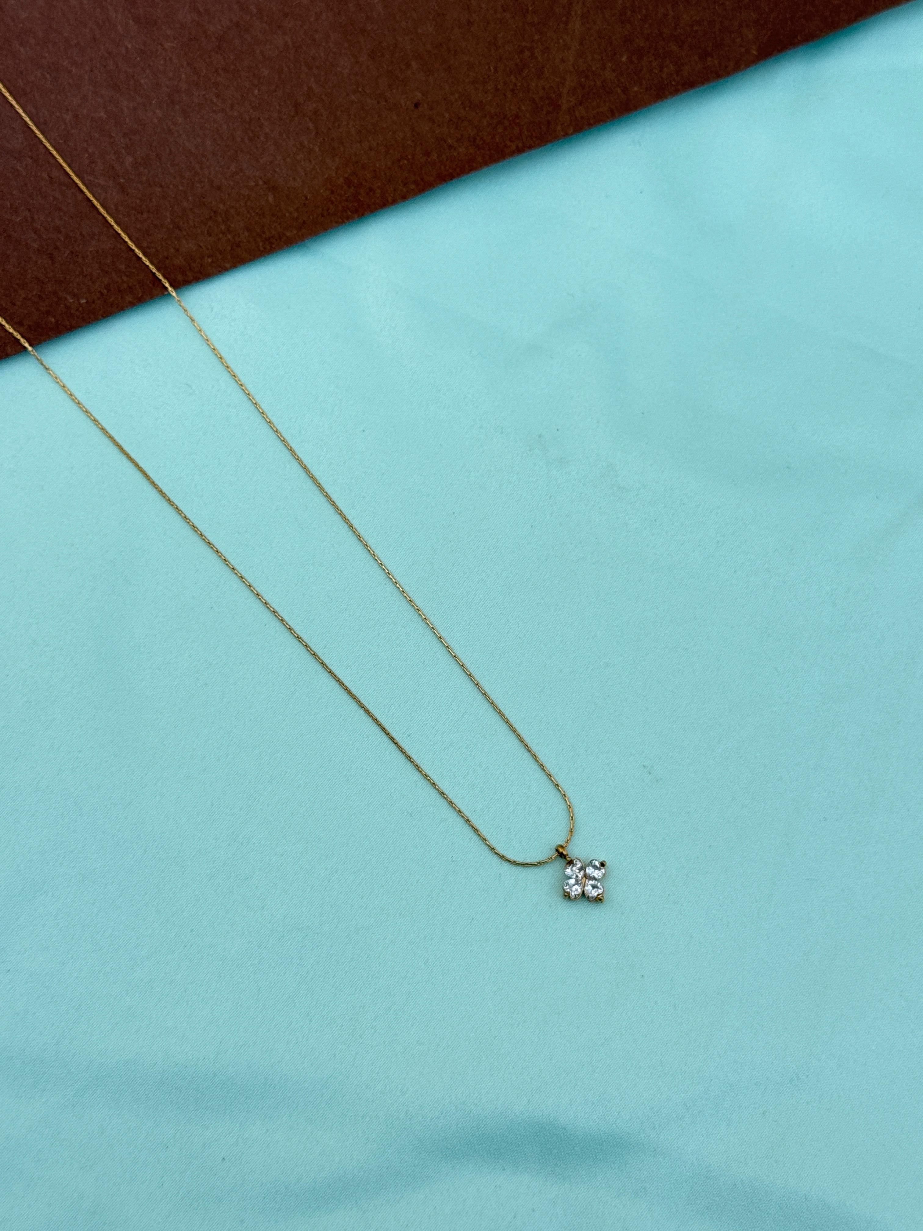 Dc100 anti tarnish single line 4 stones flower 18inches daily wear adjustable chain