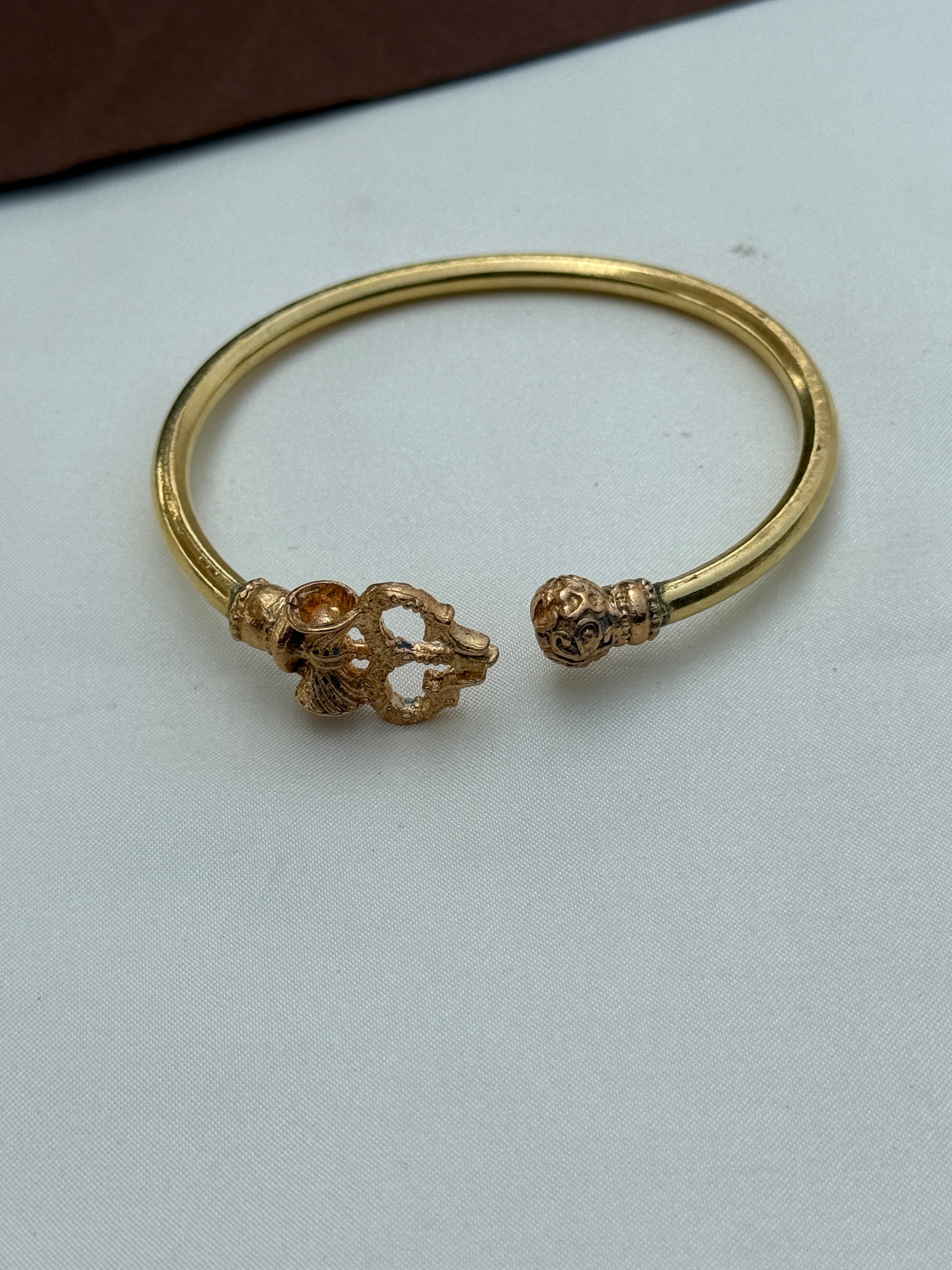 Ph306 panchaloham unpolished thrishulam adjustable kada bracelet (2-12 size)