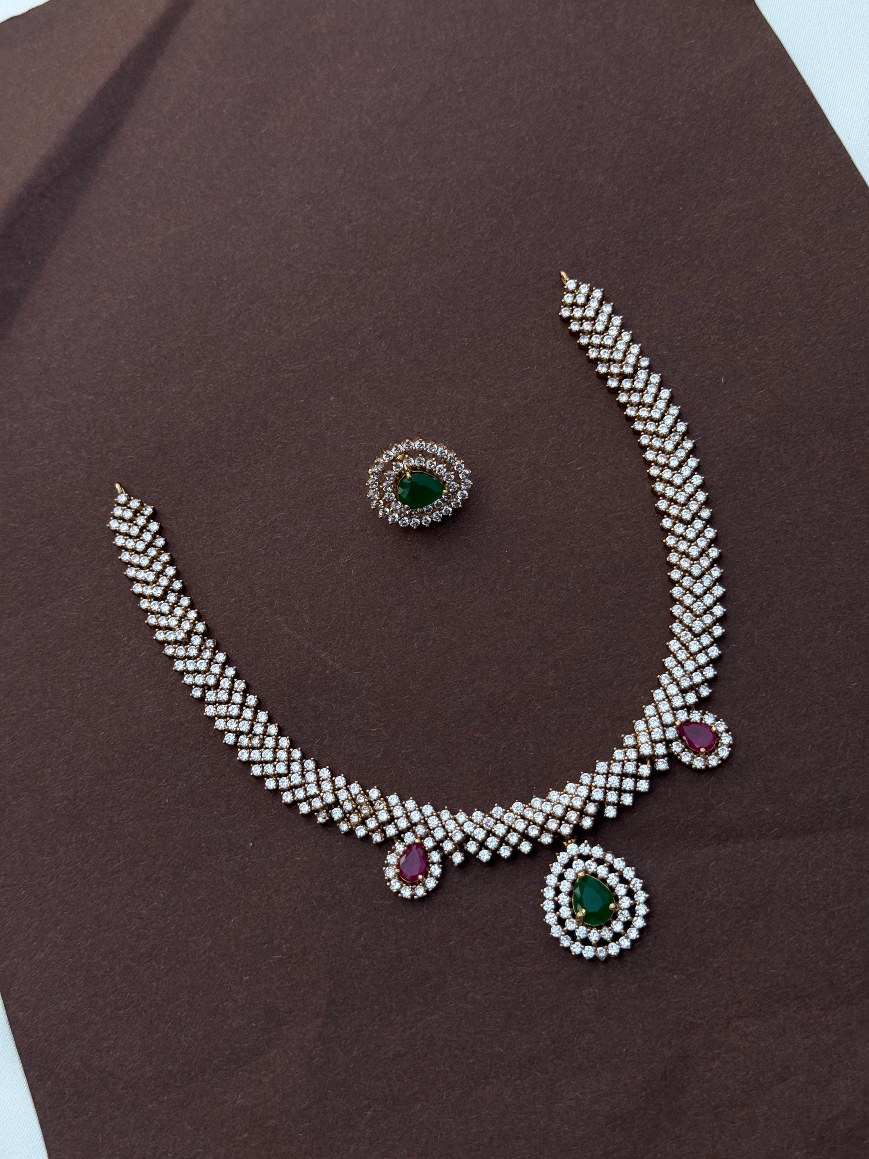 Ns591 cz stone multi short neckset