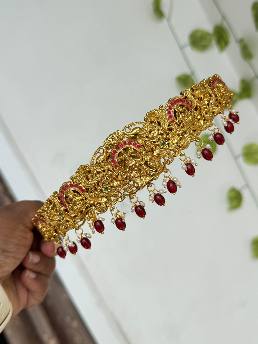 Hb699 Lakshmi Devi peacock plain beads kids hipbelt