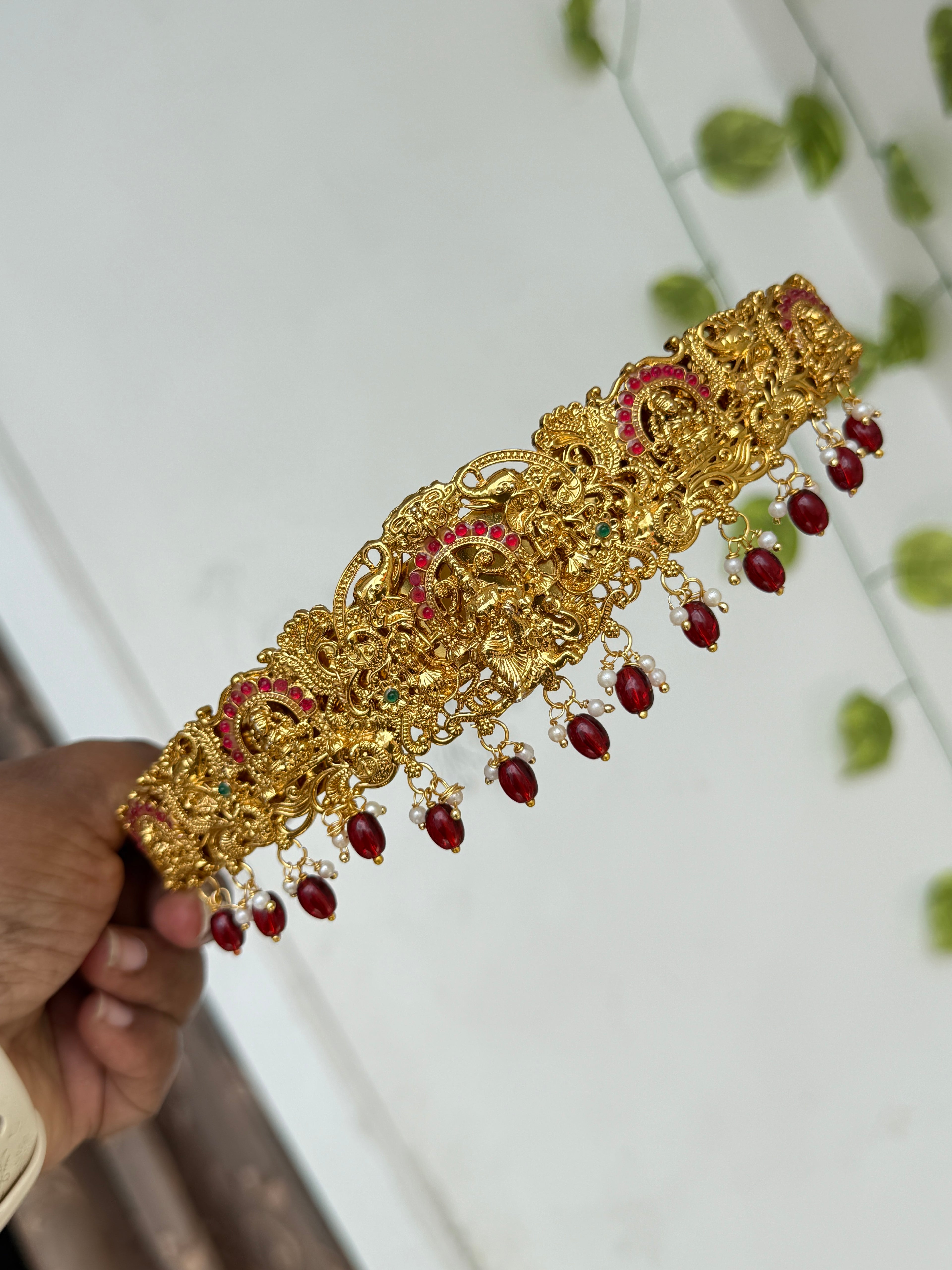 Hb699 Lakshmi Devi peacock plain beads kids hipbelt