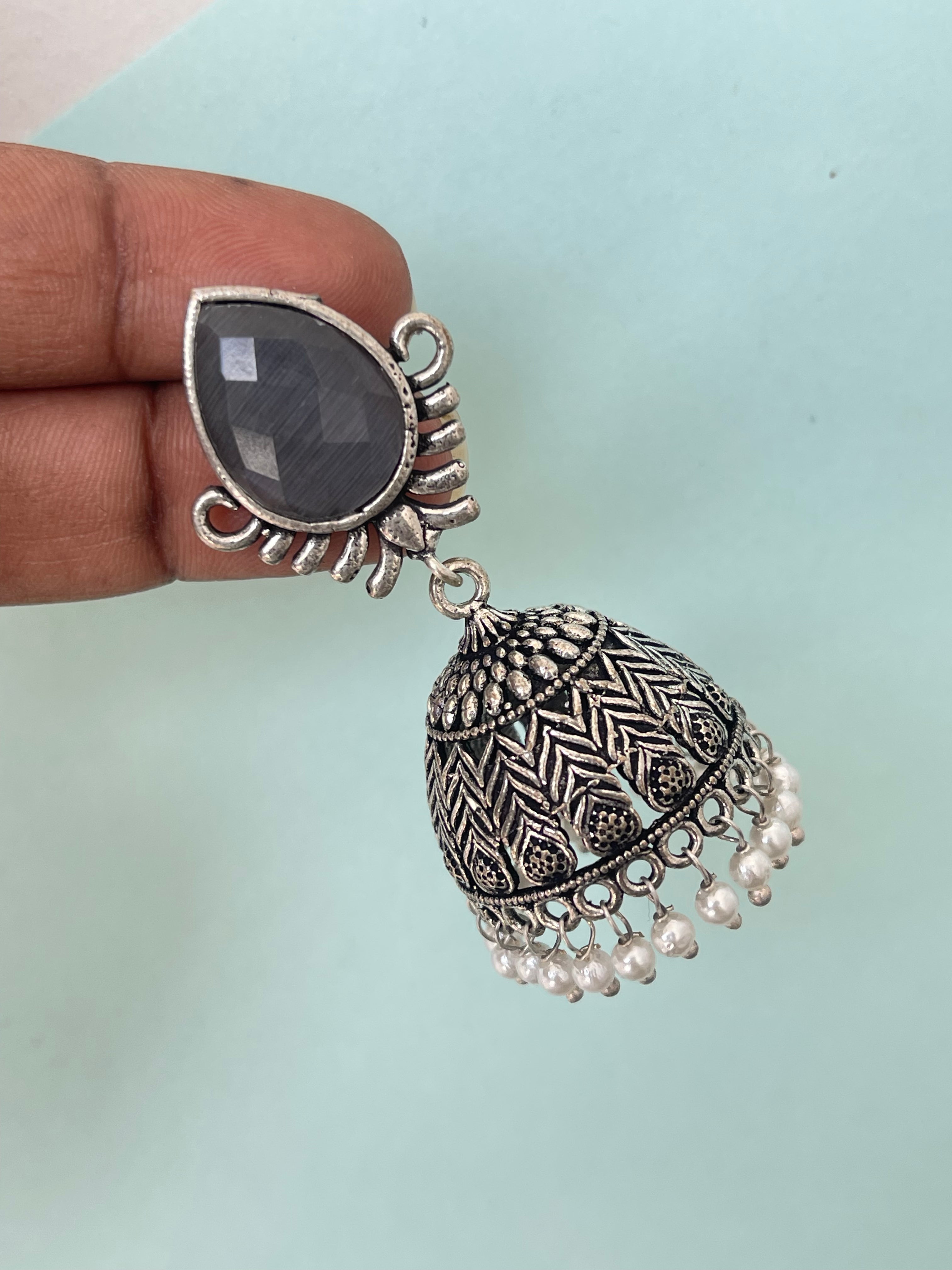 Oxidised oxo jhumkas