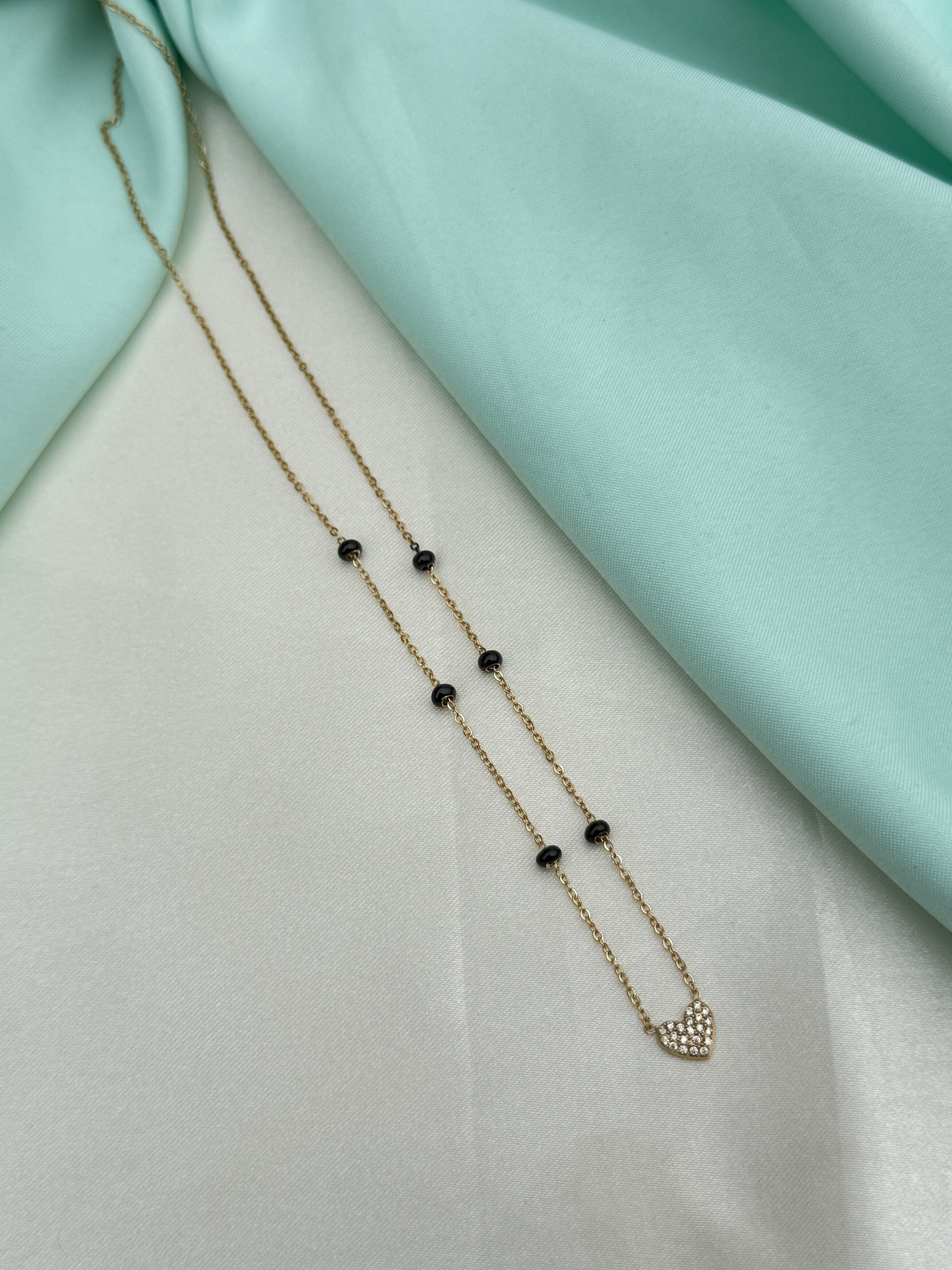 Bb153 anti tarnish 16to18 inches heart blackbeads