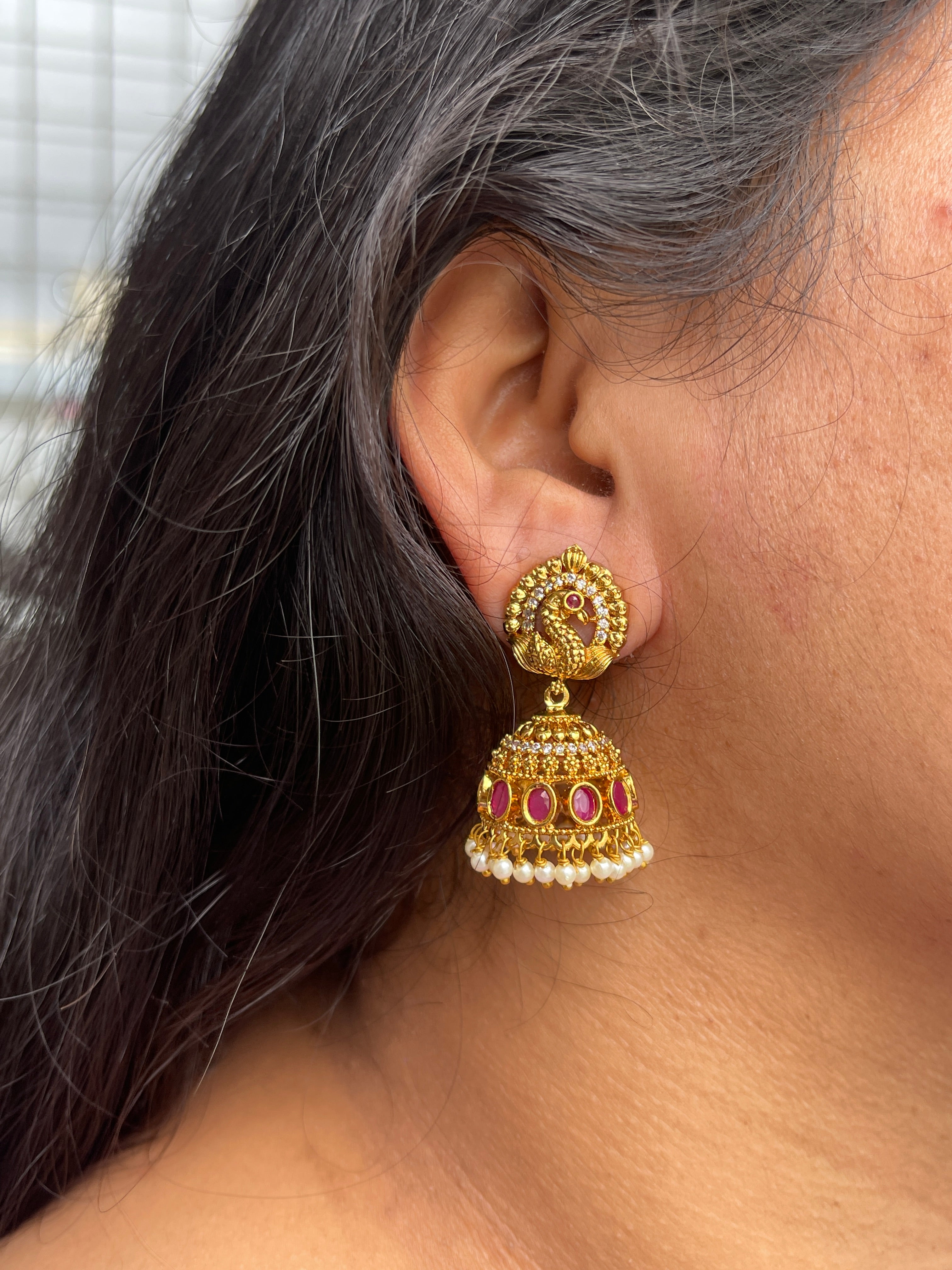 Peacock butta earrings