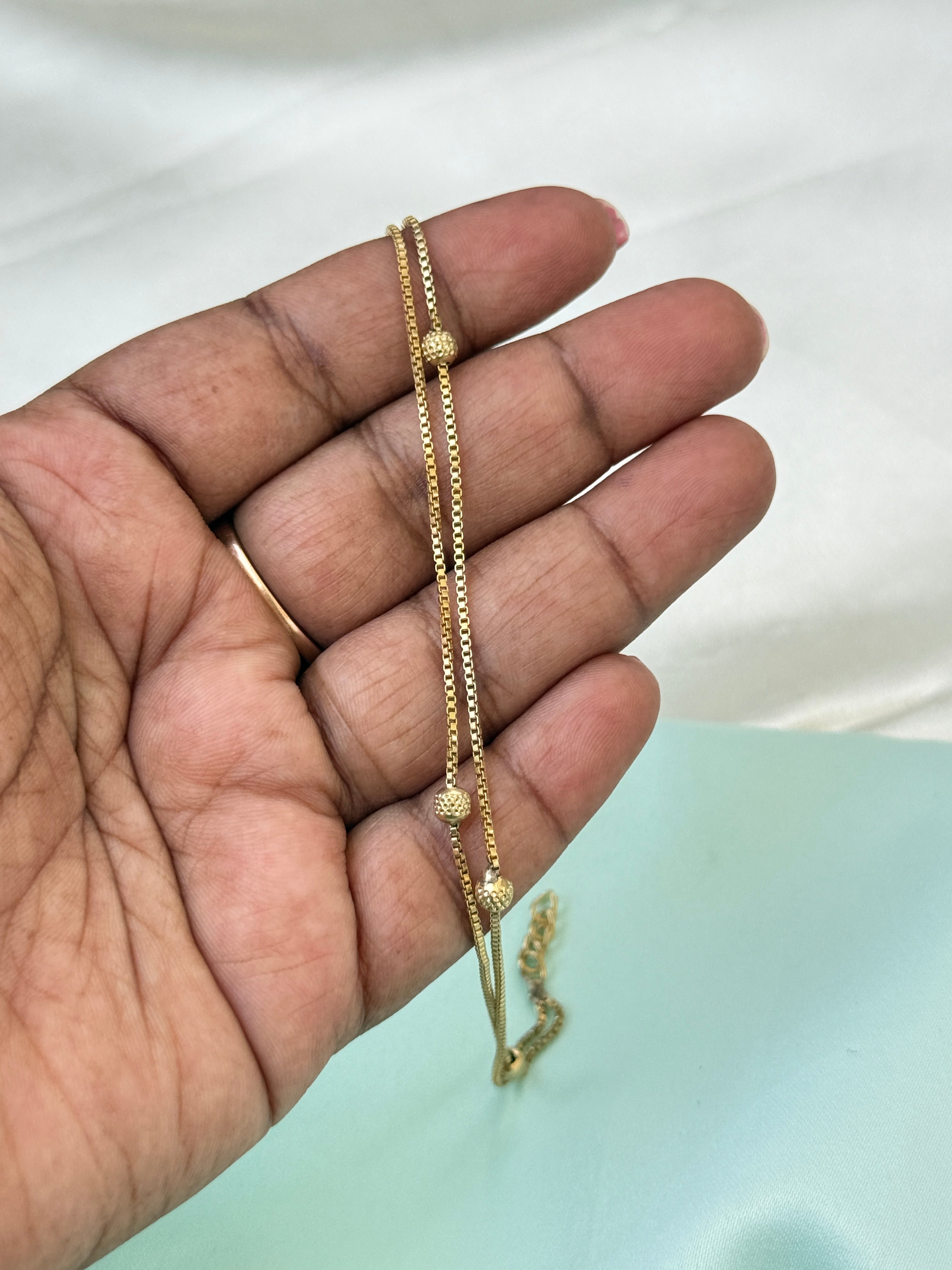 Ph629 panchaloham unpolished ball 7.5 inches 2.6 to 2.8 adjustable chain bracelet