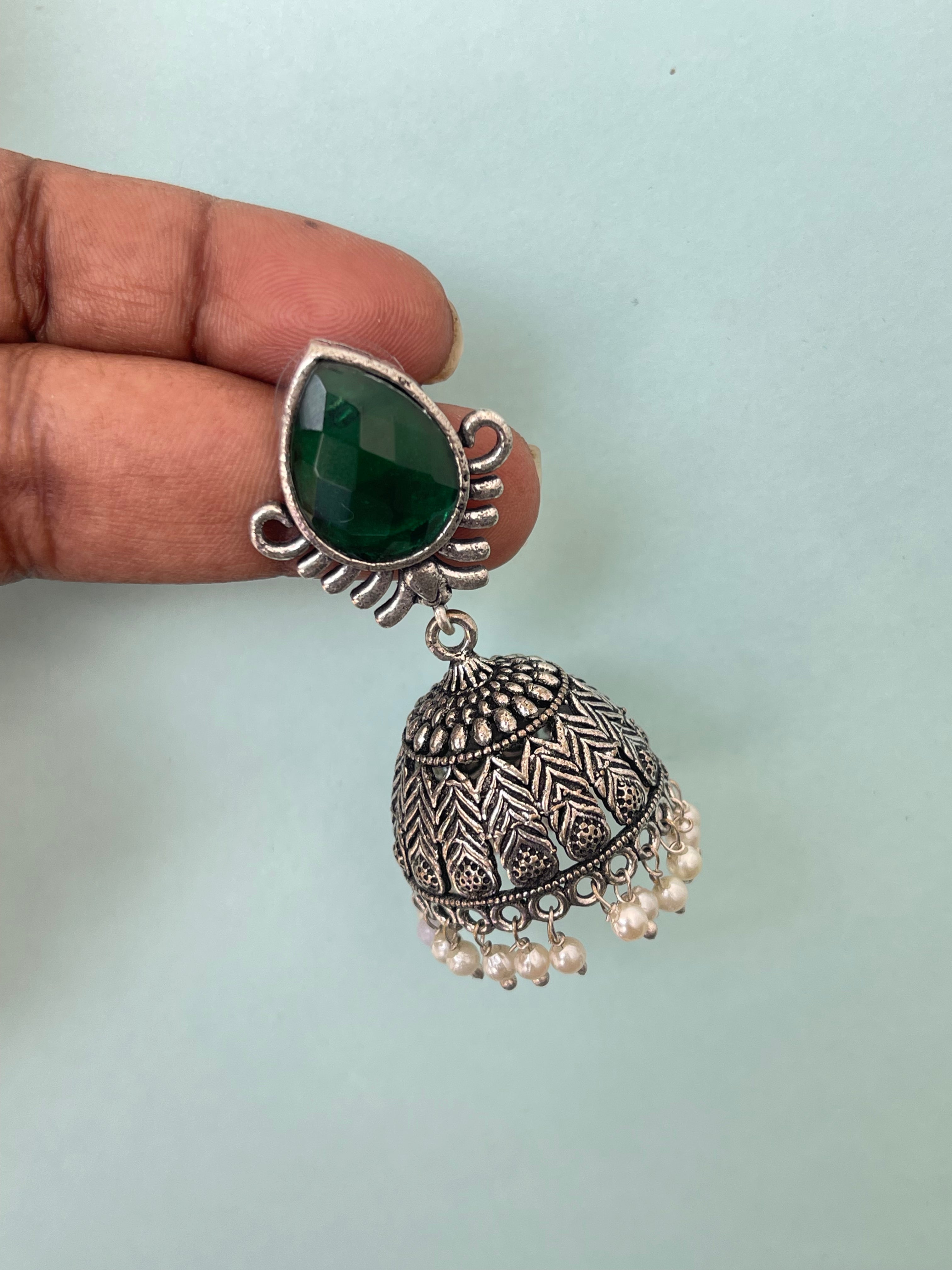 Oxidised oxo jhumkas
