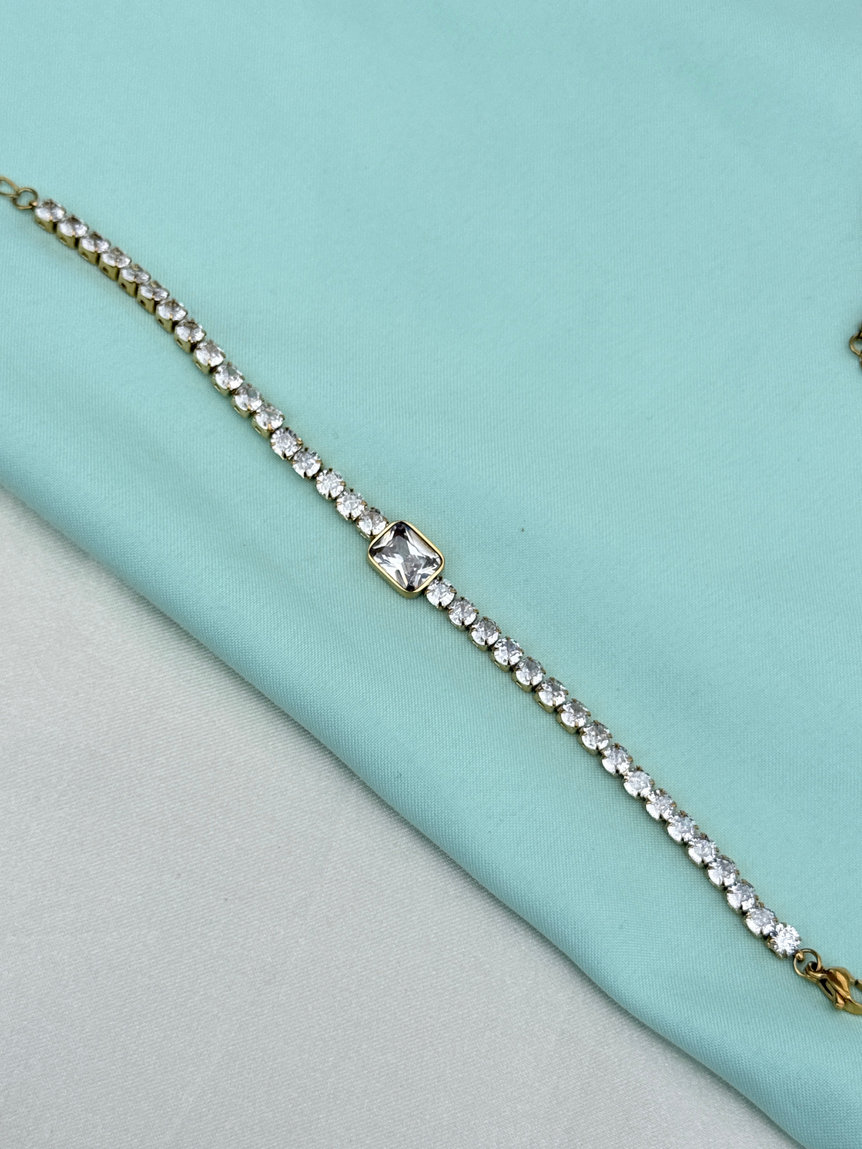 Ab608 anti tarnish full stones 8 inches 2.4 to 2.6 adjustable chain bracelet
