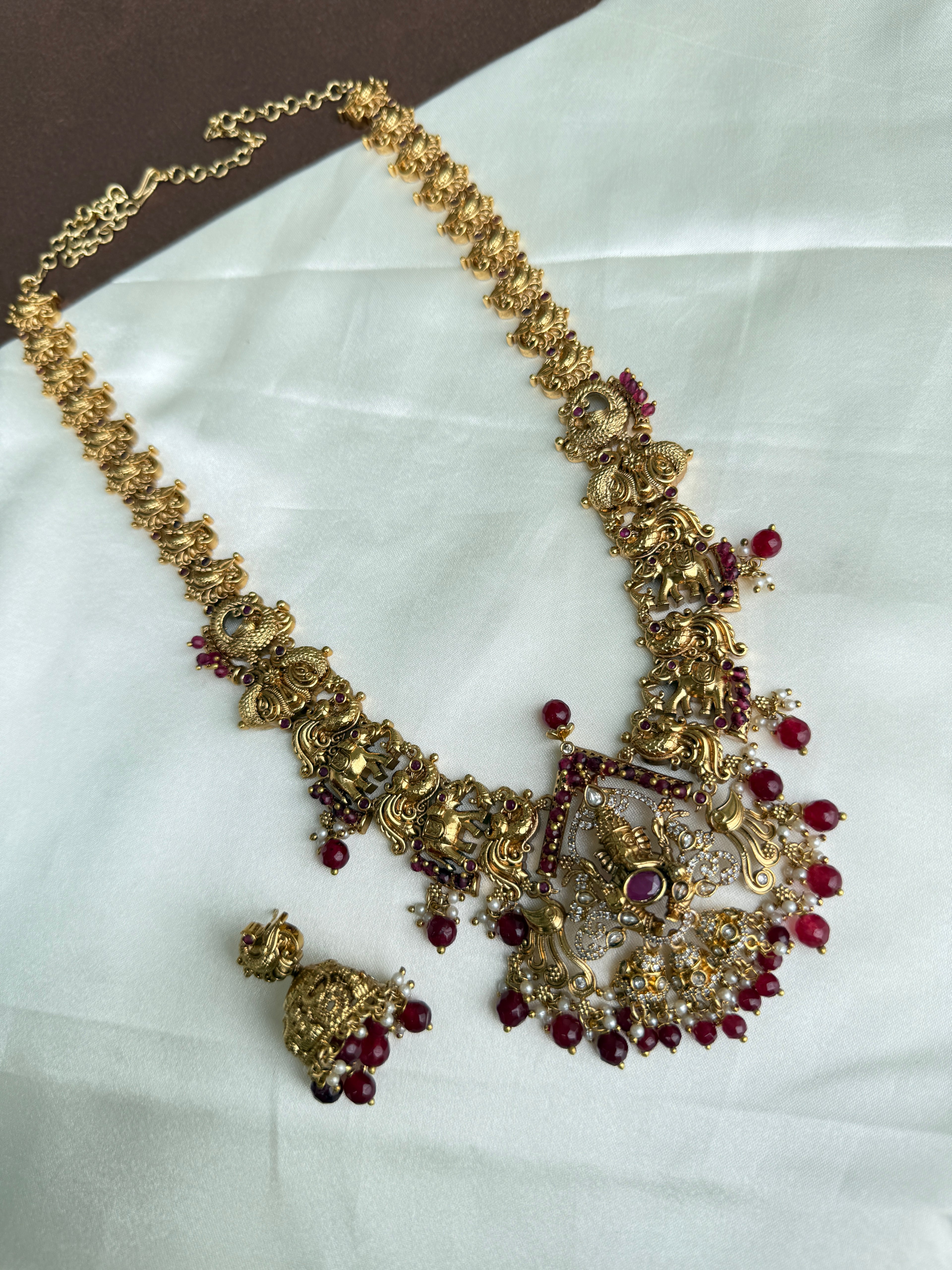 Lh2028 lord Ganesha Ruby long haram