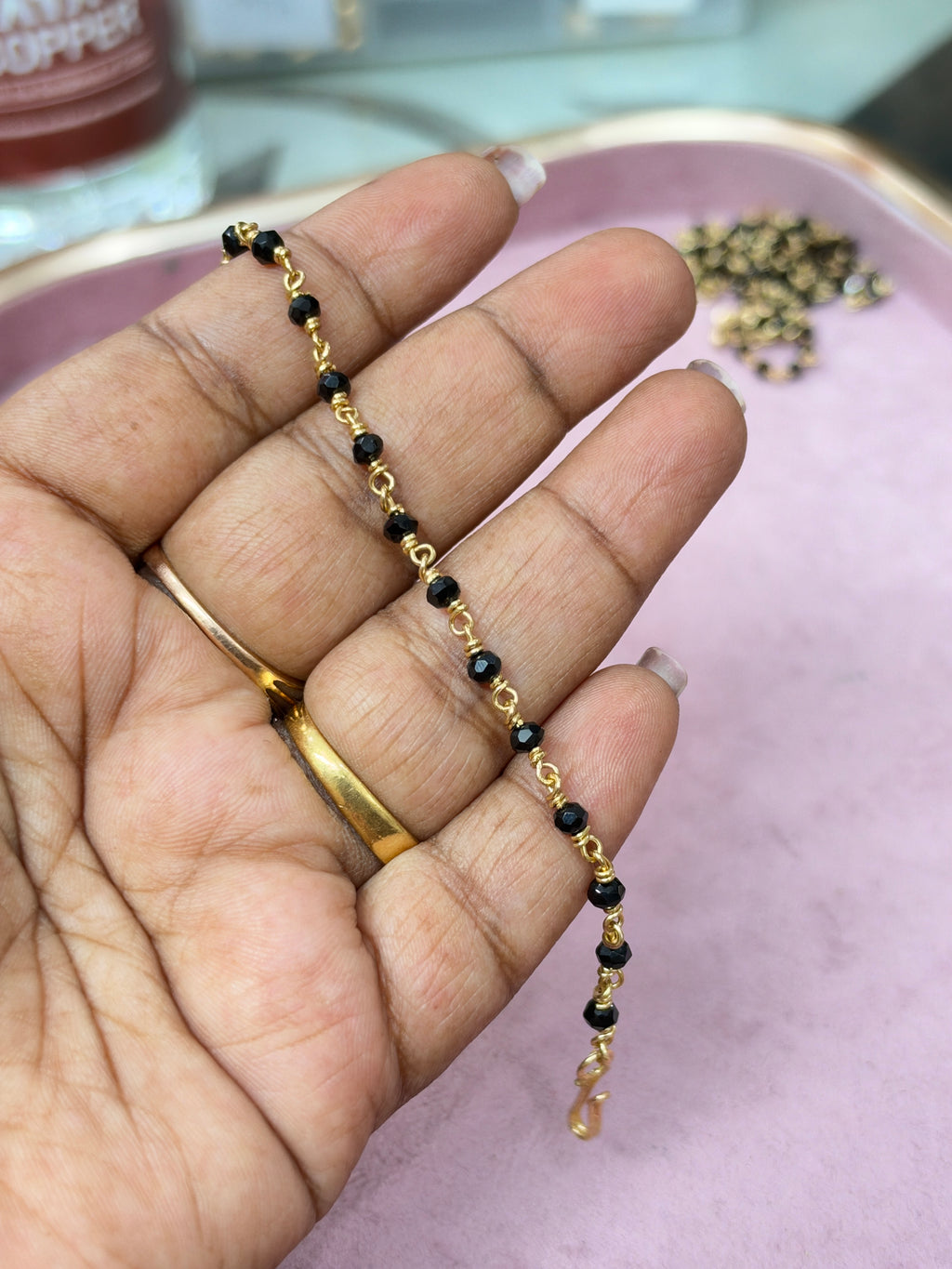 Bb400 8 inches panchaloham blackbeads bracelets/anklets(can be used in both ways)