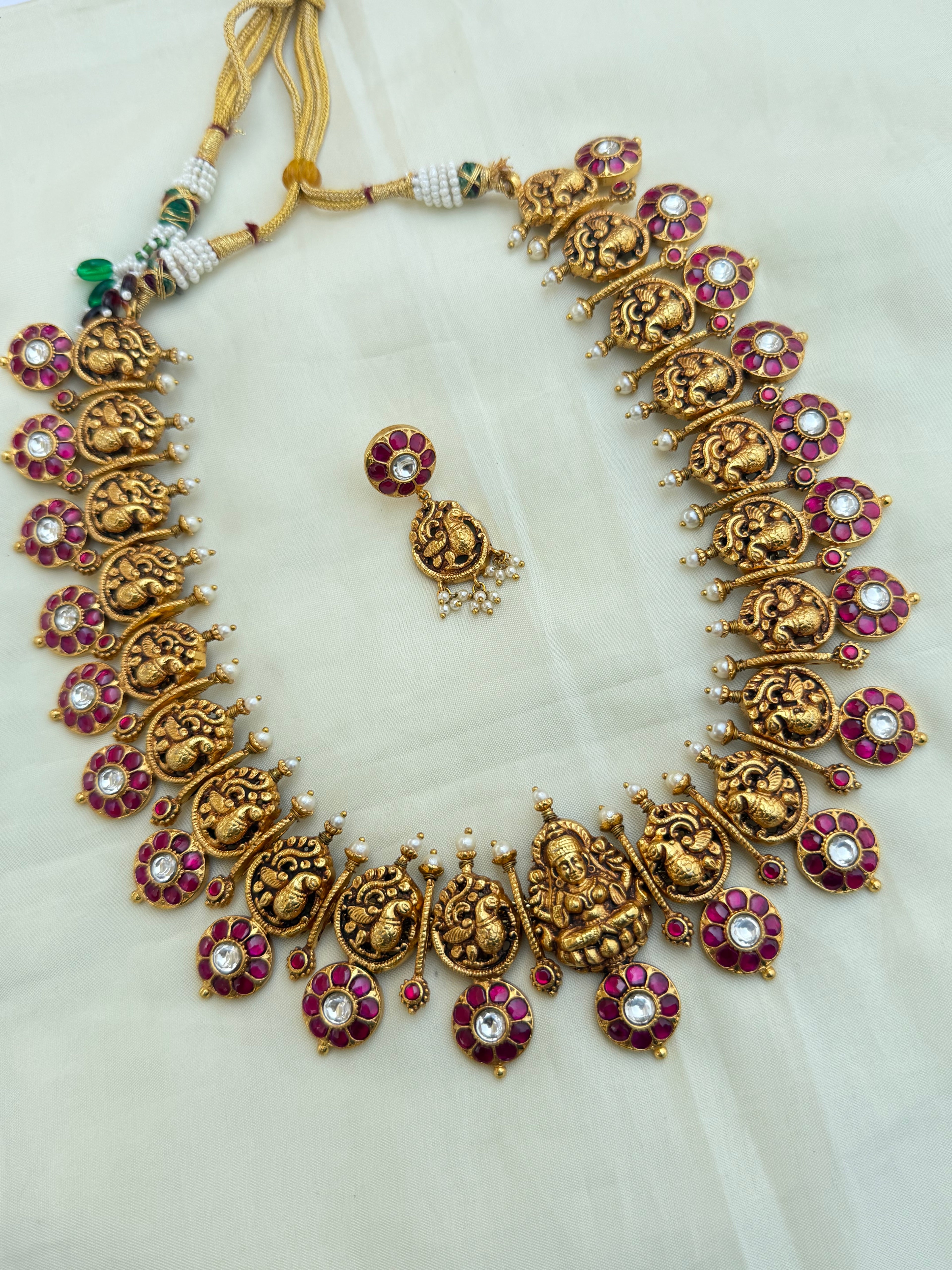 Jk002 nakshi jadau kundan bottu maala