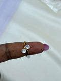 Rg053 anti tarnish 2 stones finger ring