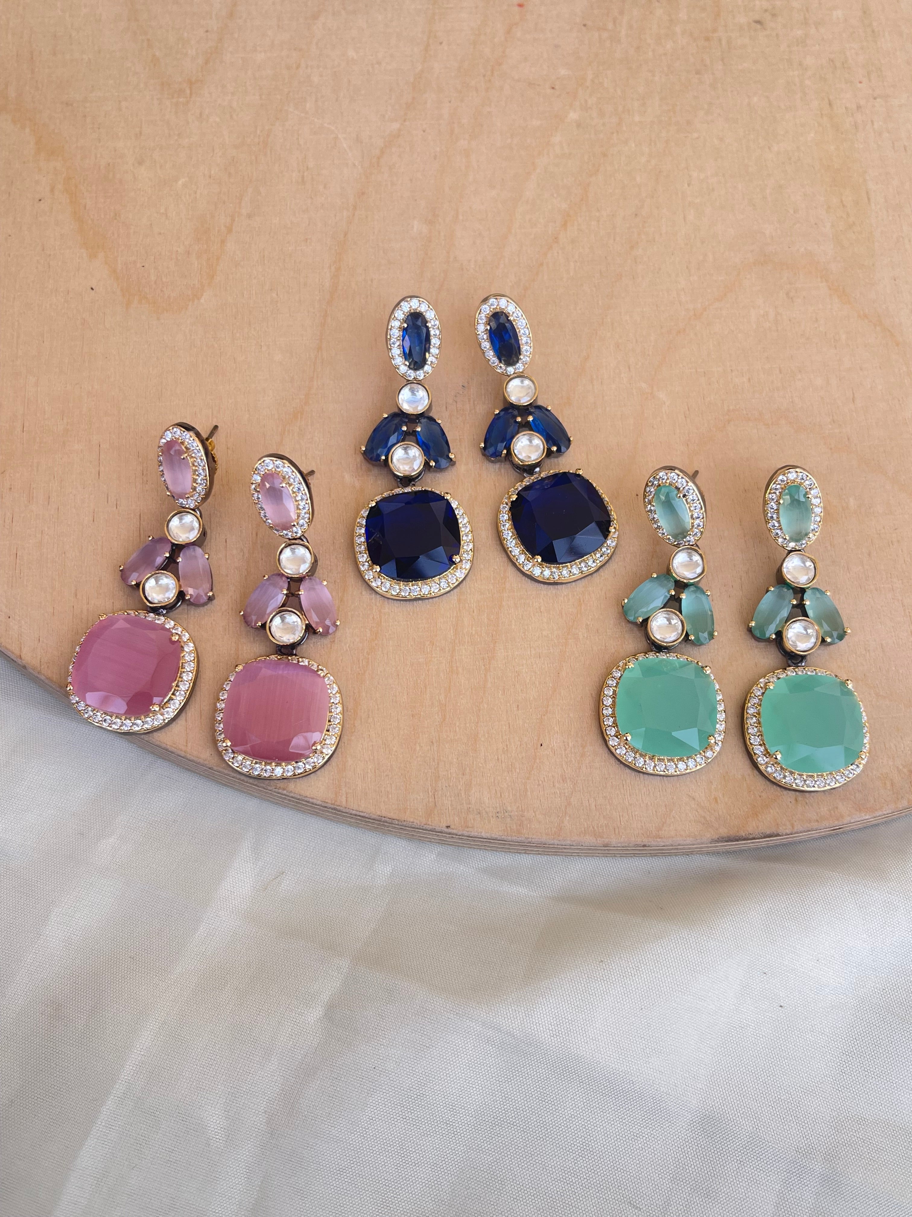Western premium square earrings in 3 colors sen10