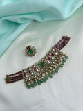 Emerald Ruby Kundan Pearl Drop Choker neckSet ns218