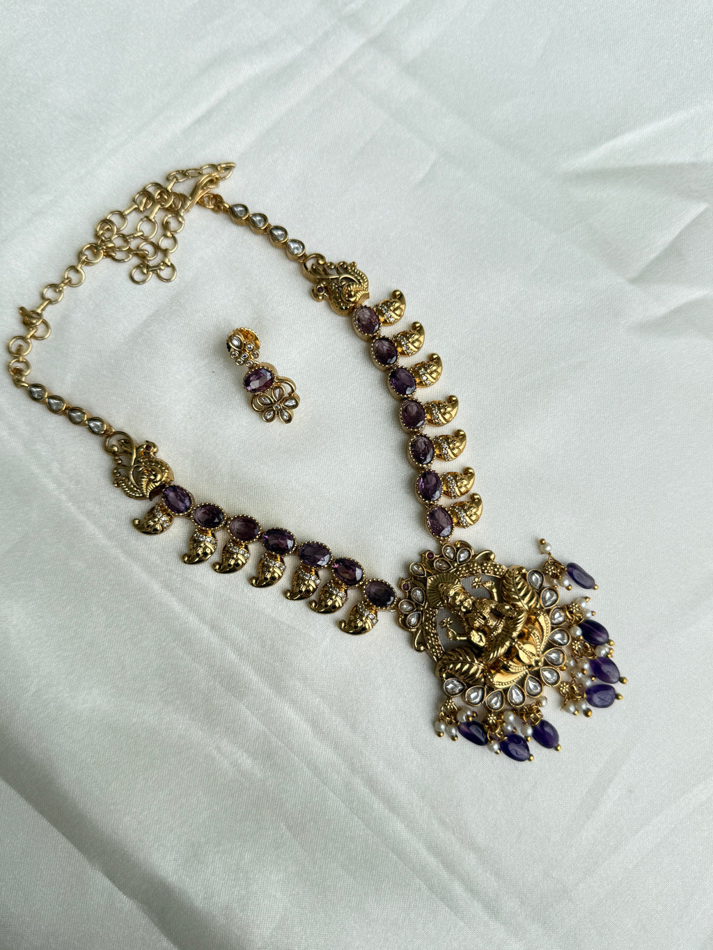 Ns342 Kundan Lakshmi Devi mango neckset