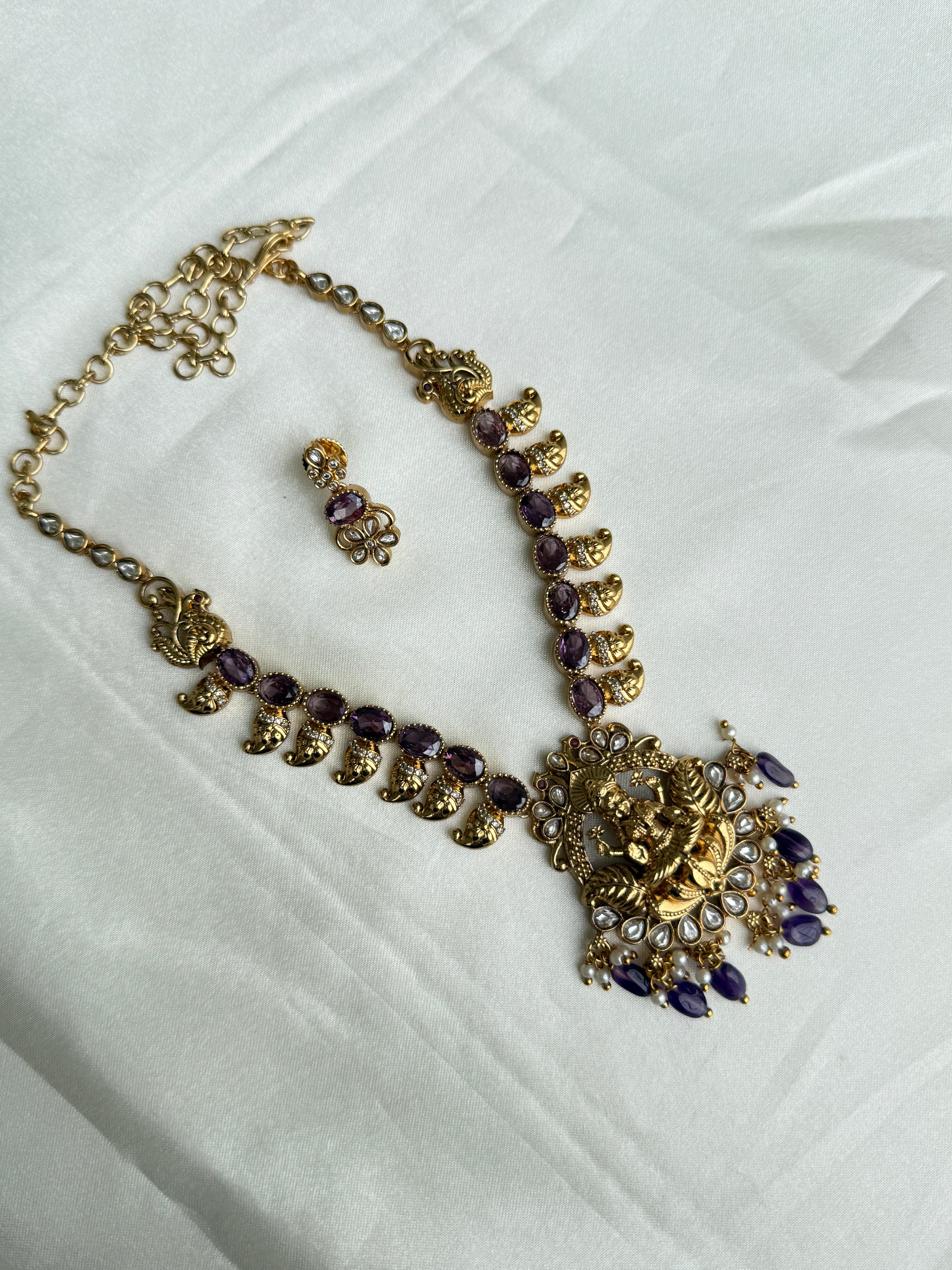 Ns342 Kundan Lakshmi Devi mango neckset