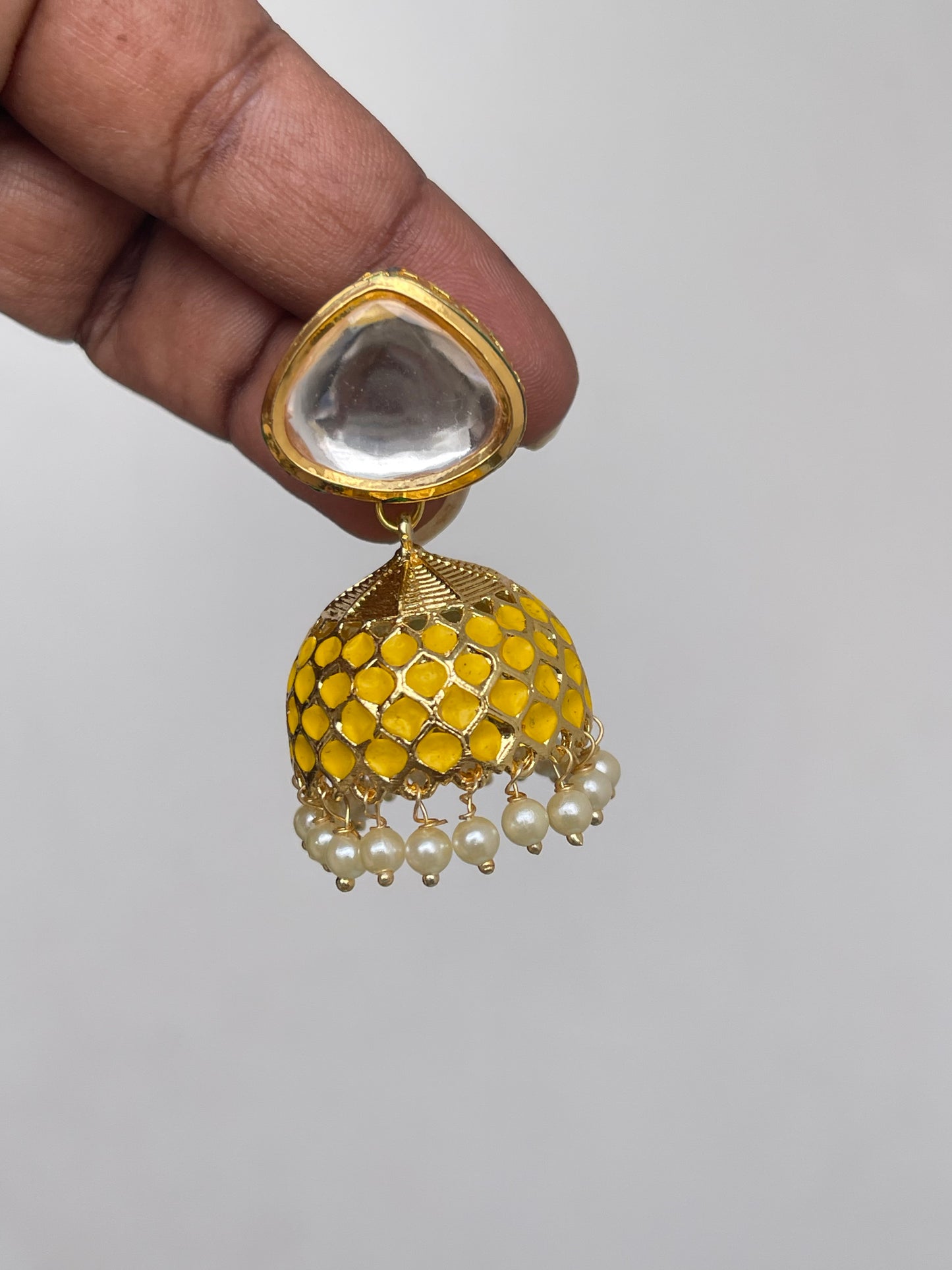 Kundan lightweight yellow earrings