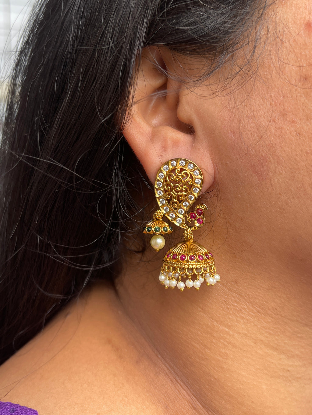 Peacock small butta earrings