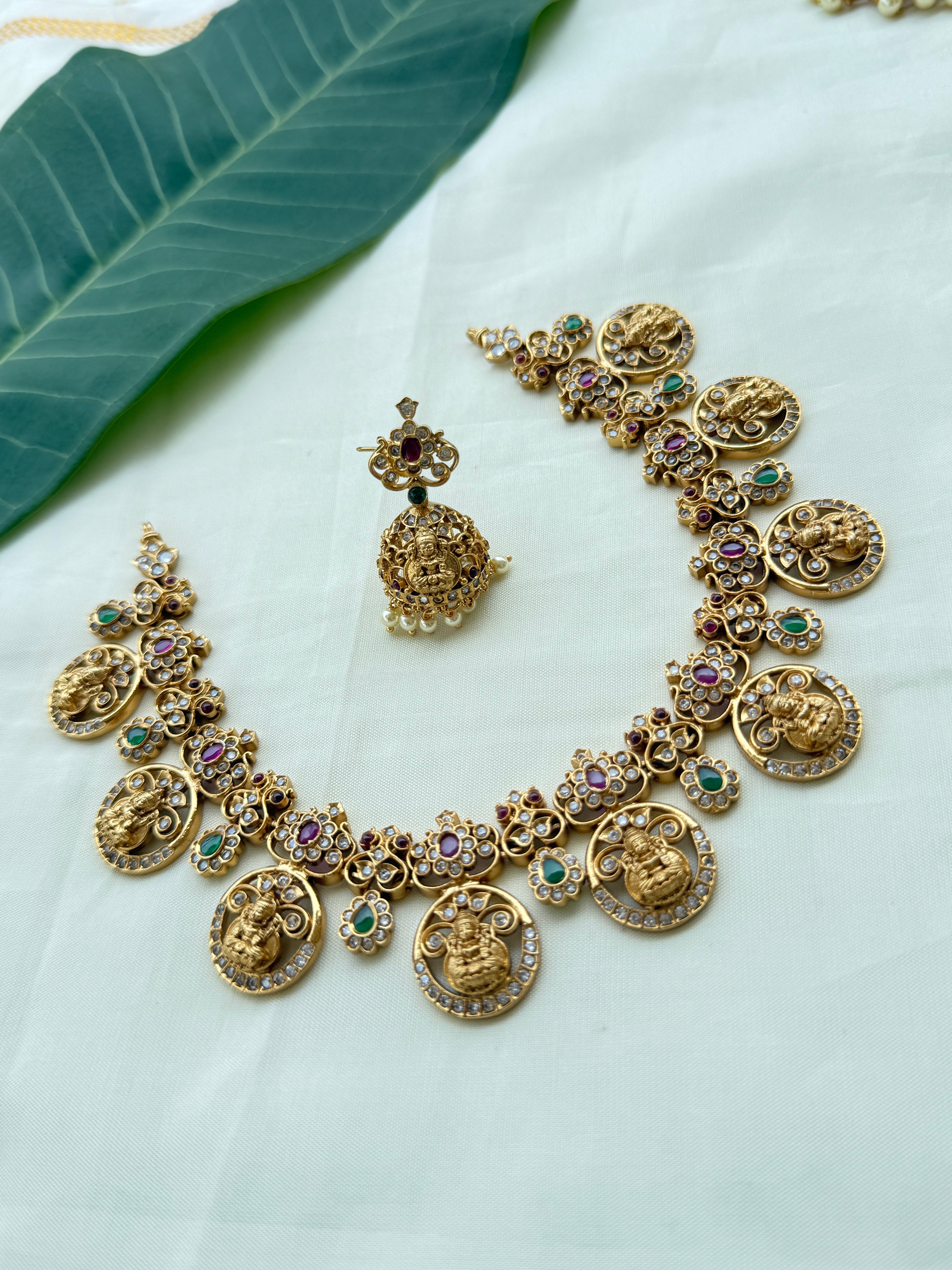 Ns257 multi Lakshmi Devi kasu neckset