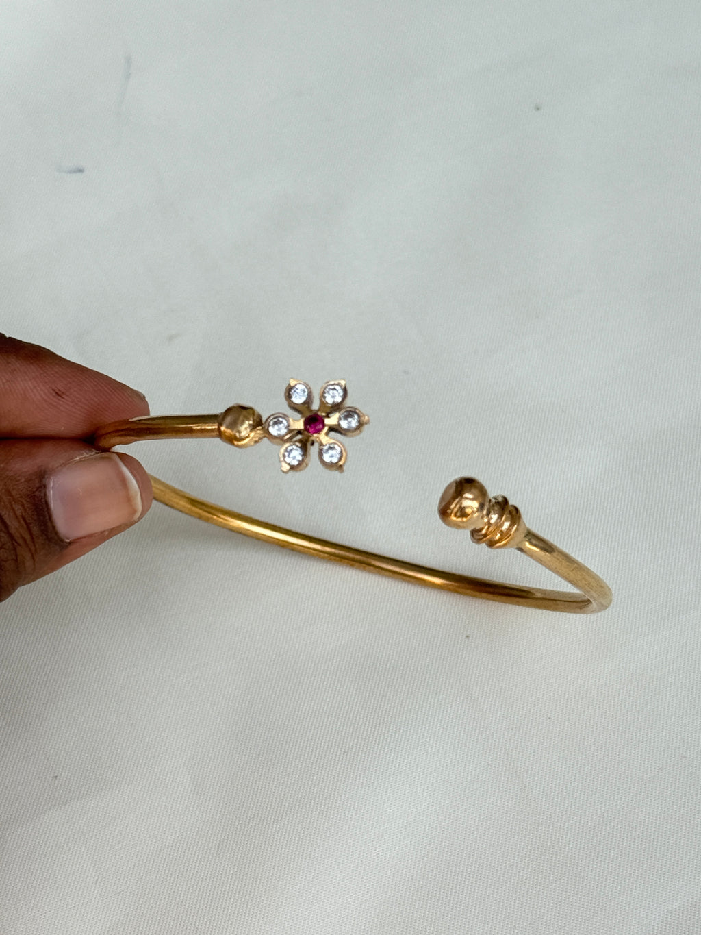 Br533 panchaloham flower kada adjustable bracelet