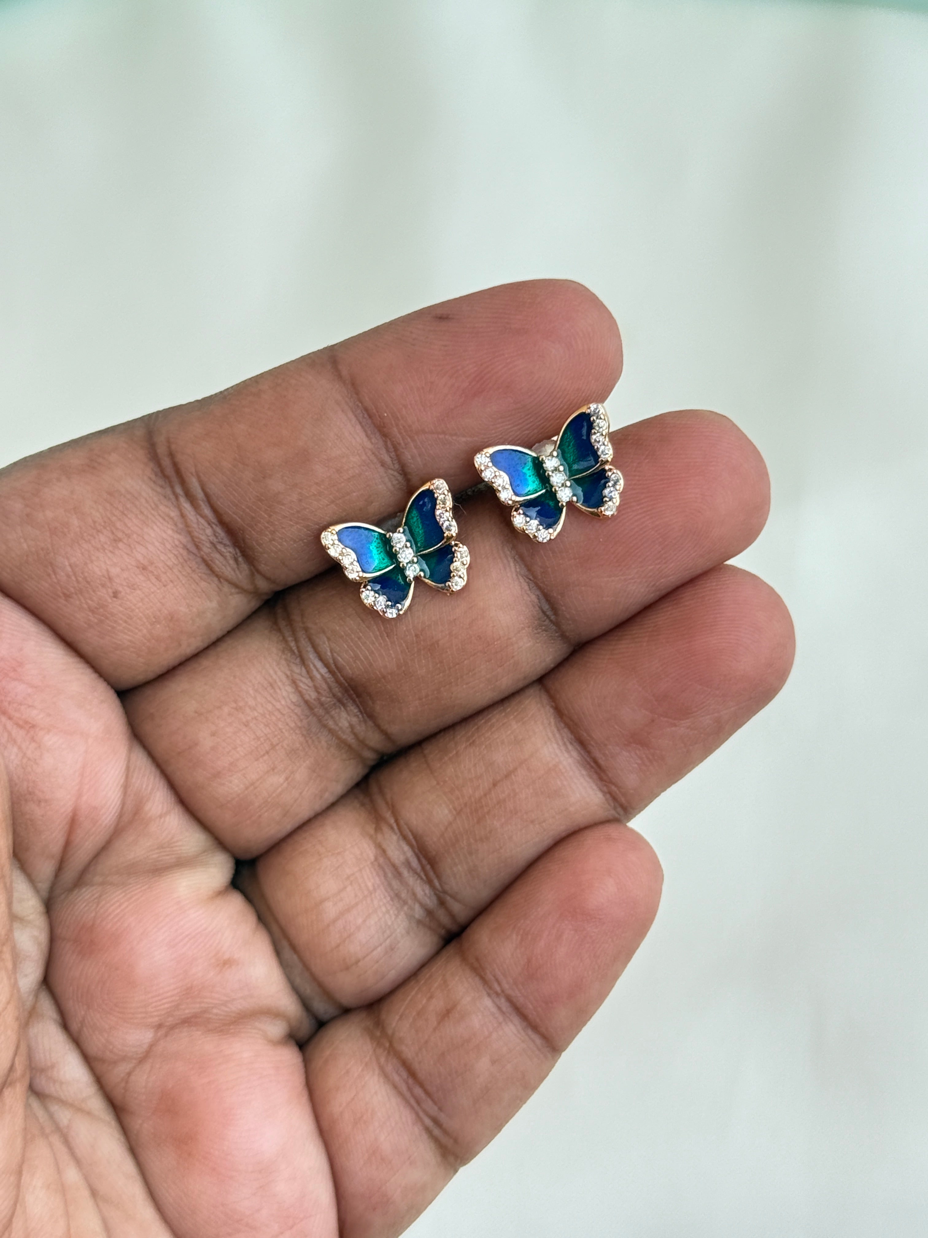 St101 Anti tarnish butterfly rose gold back push studs