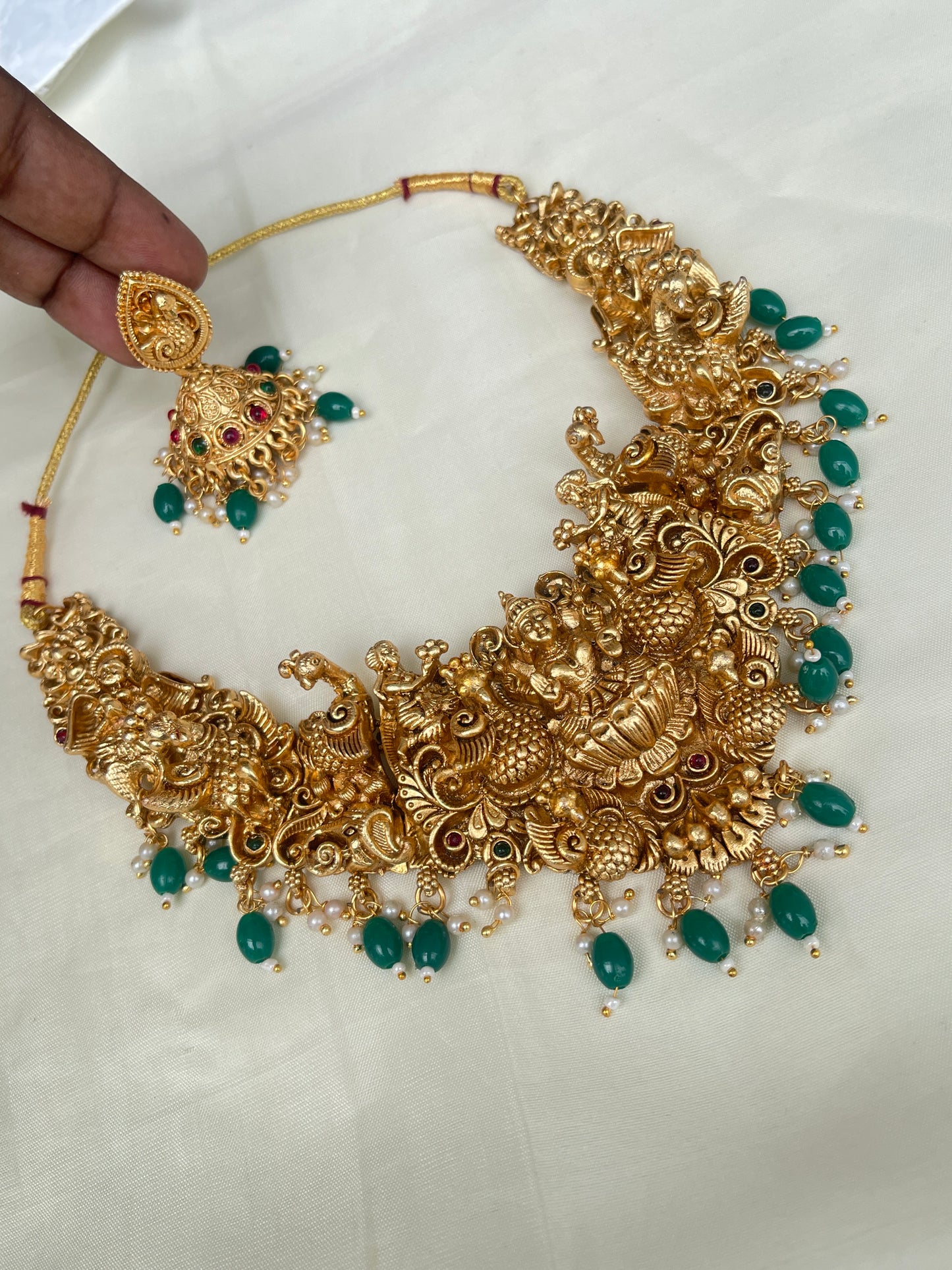 Matt finish lakshmidevi neckset with earrings