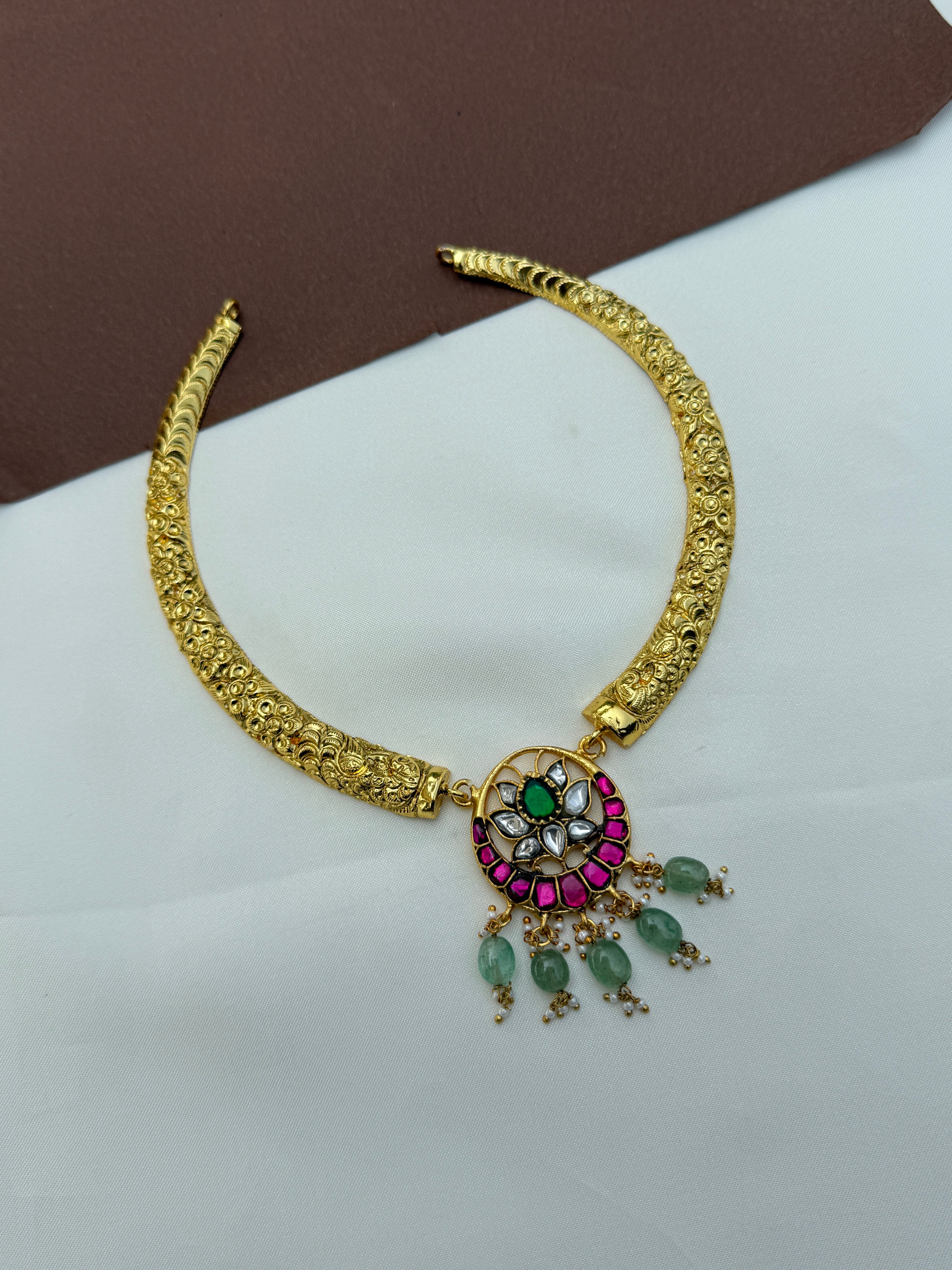 Ns614 jadau kundan kante neckset