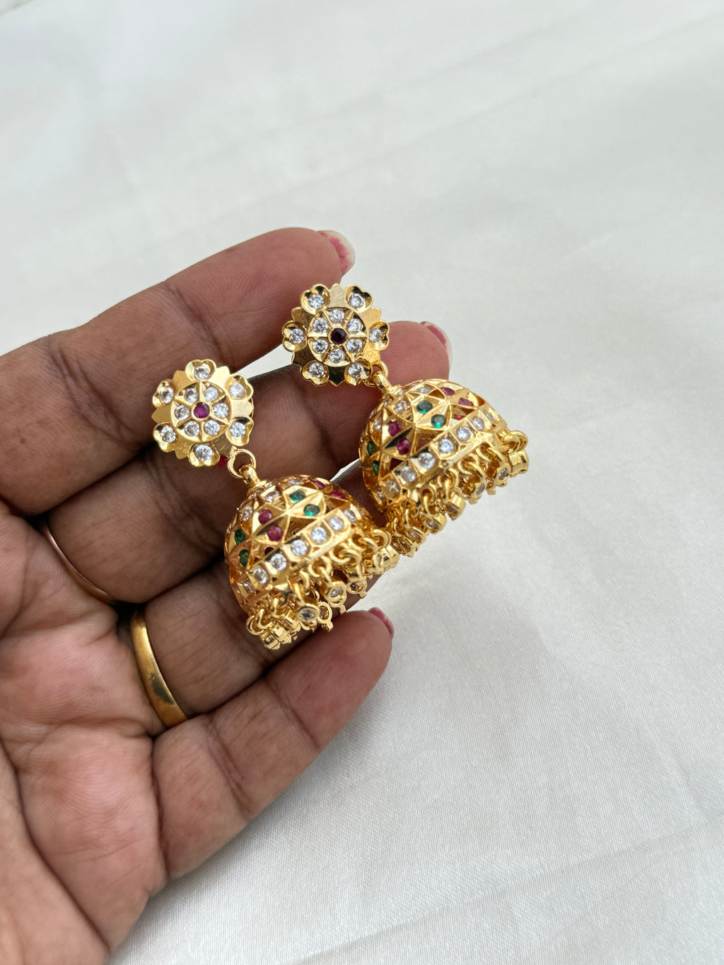 Panchaloham flower back crew butta earrings ph806
