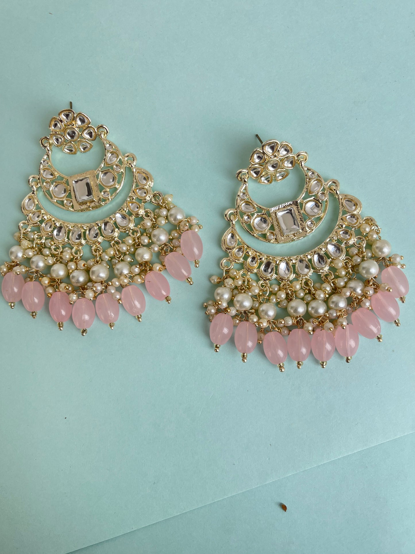 2 layers Kundan chandbali earrings
