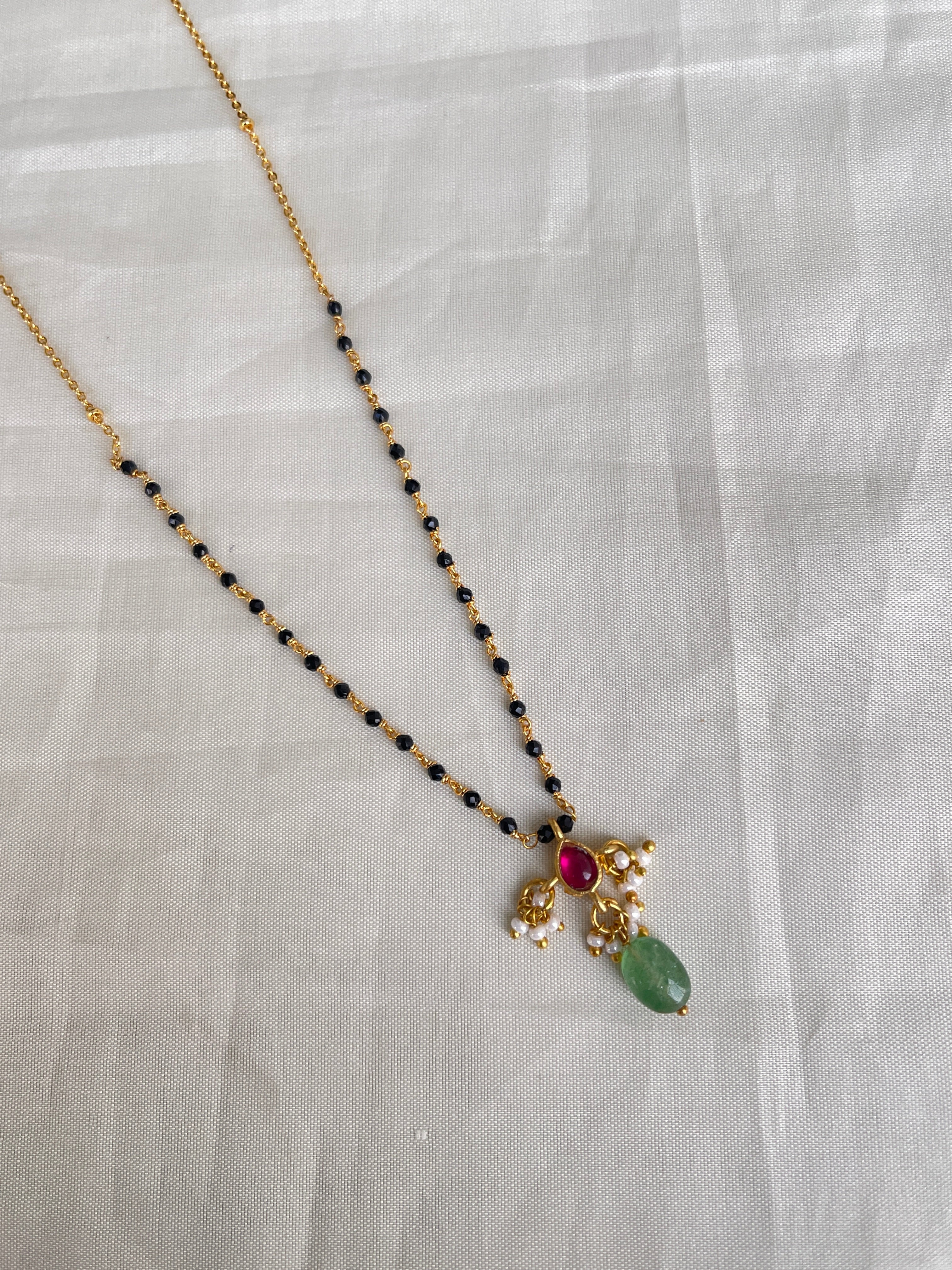 16 inches blackbeads with jadau Kundan pendant bb2009